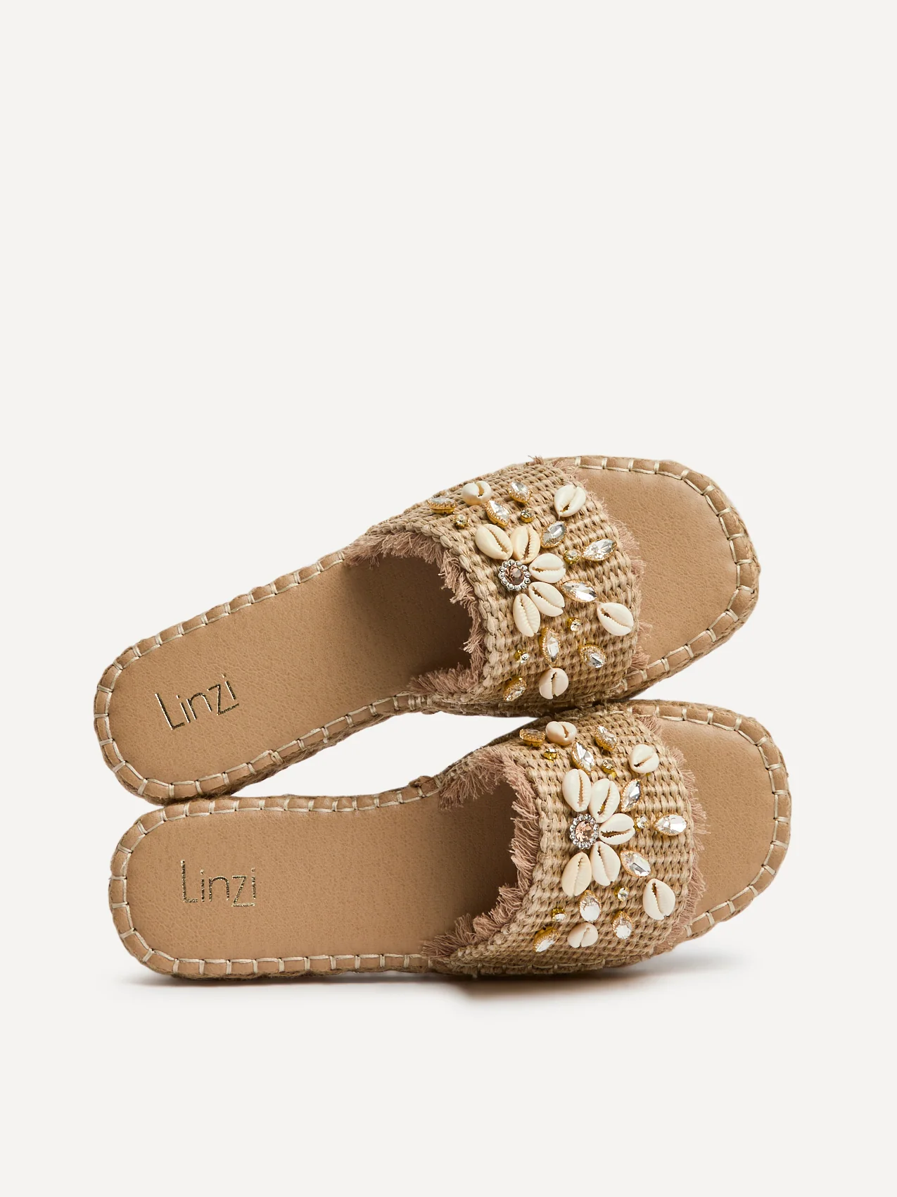 Seaside Mocha Raffia Embellished Sliders - Image 5