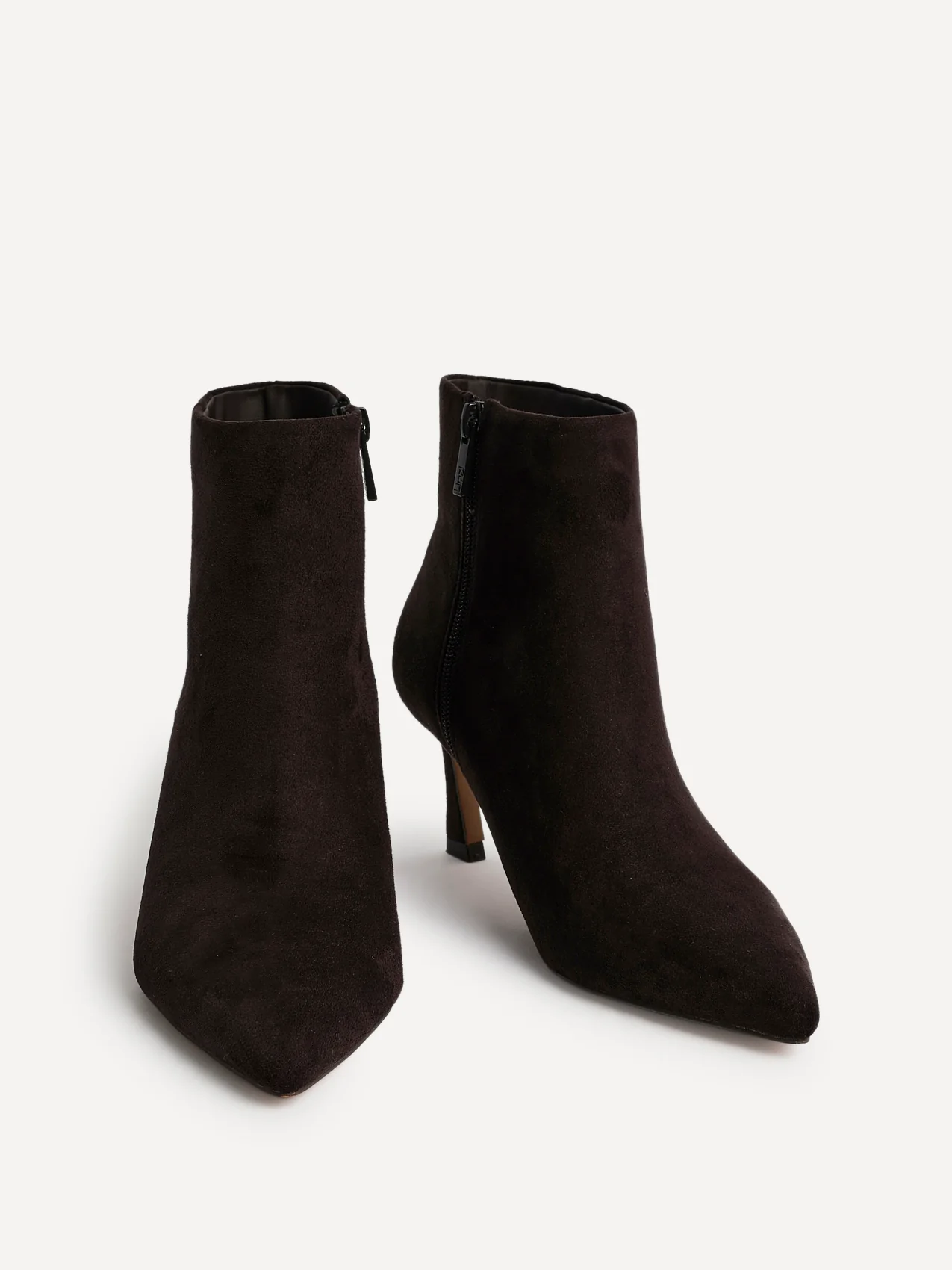 Secured Brown Faux Suede Stiletto Ankle Boots - Image 3