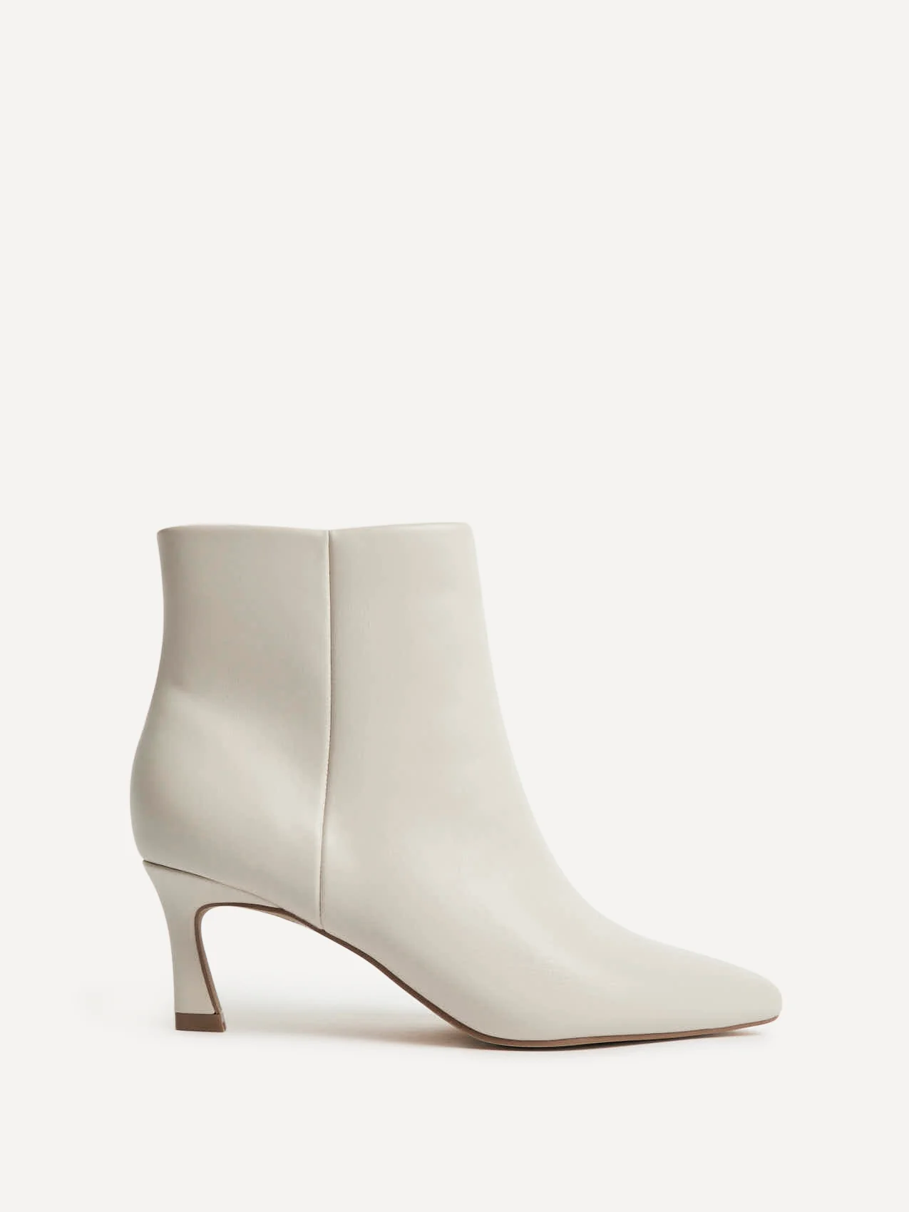 Secured Ivory Faux Leather Stiletto Ankle Boots - Image 2