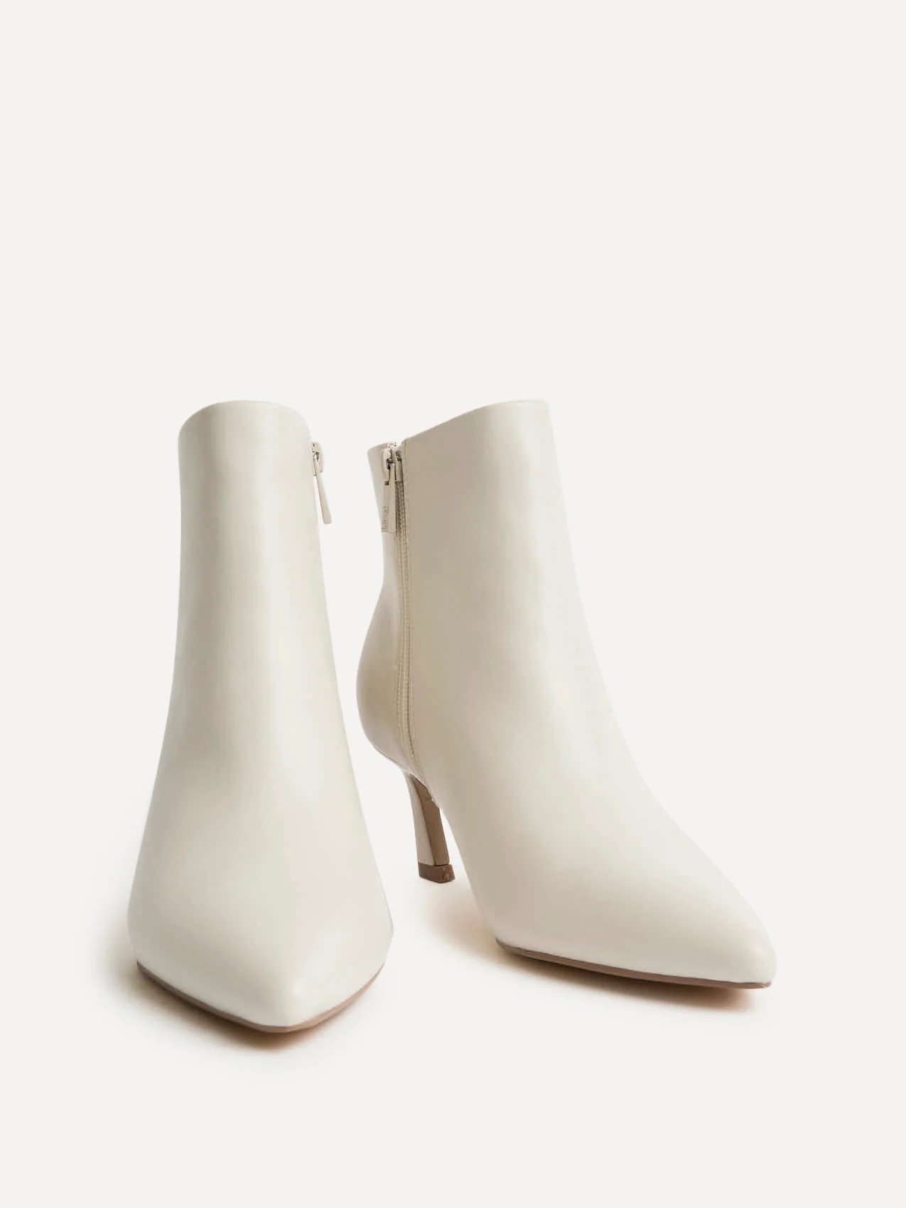 Secured Ivory Faux Leather Stiletto Ankle Boots - Image 3