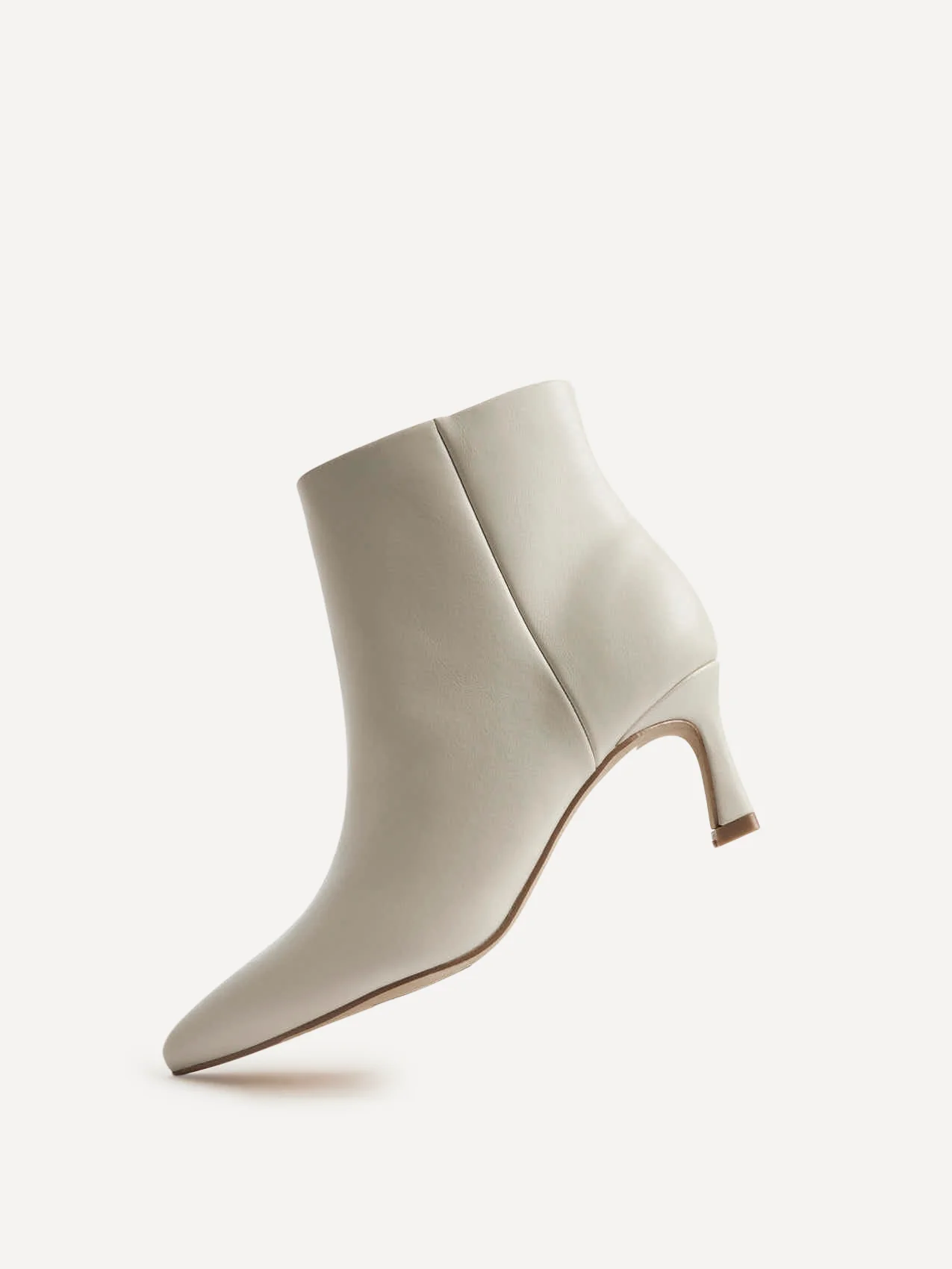 Secured Ivory Faux Leather Stiletto Ankle Boots - Image 4