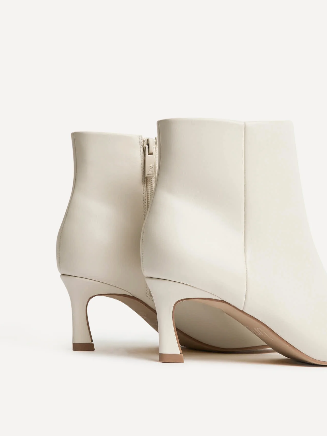 Secured Ivory Faux Leather Stiletto Ankle Boots - Image 5