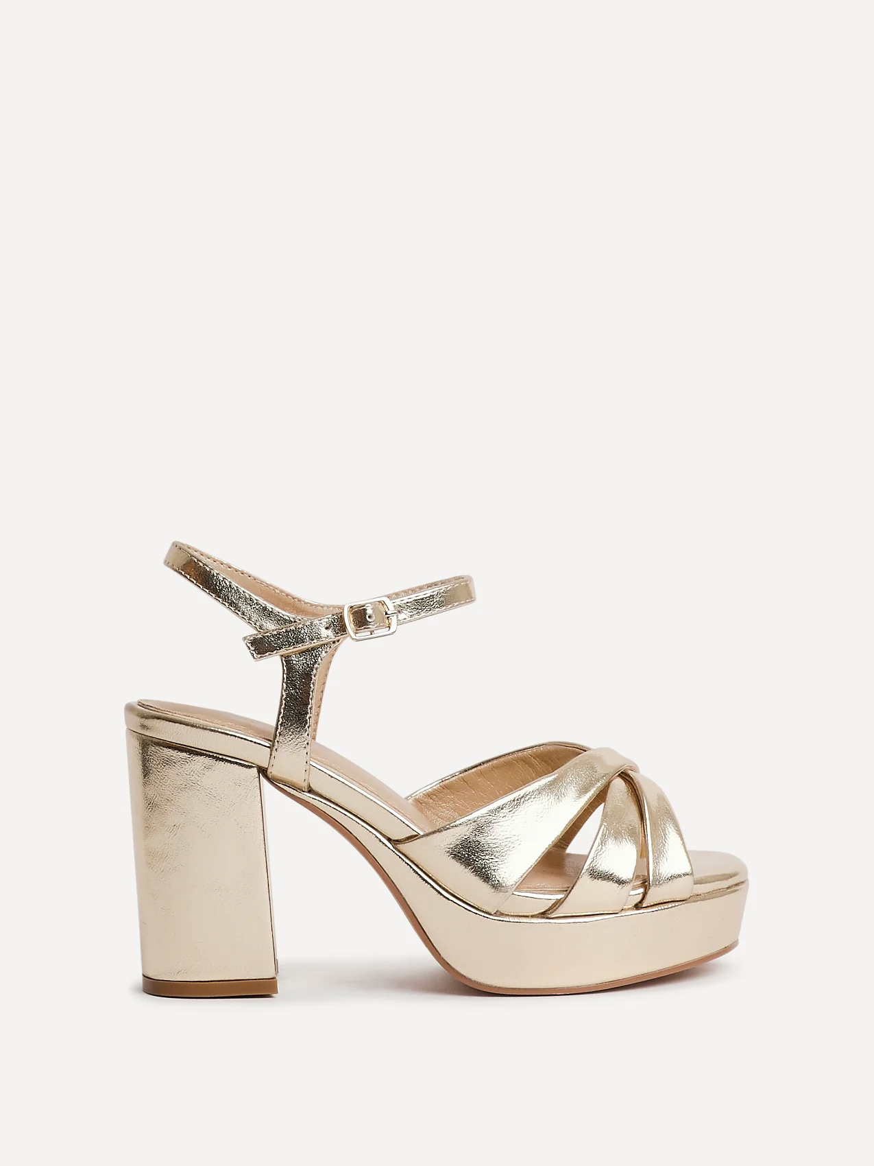 Selene Wide Fit Gold Platform Heels - Image 2