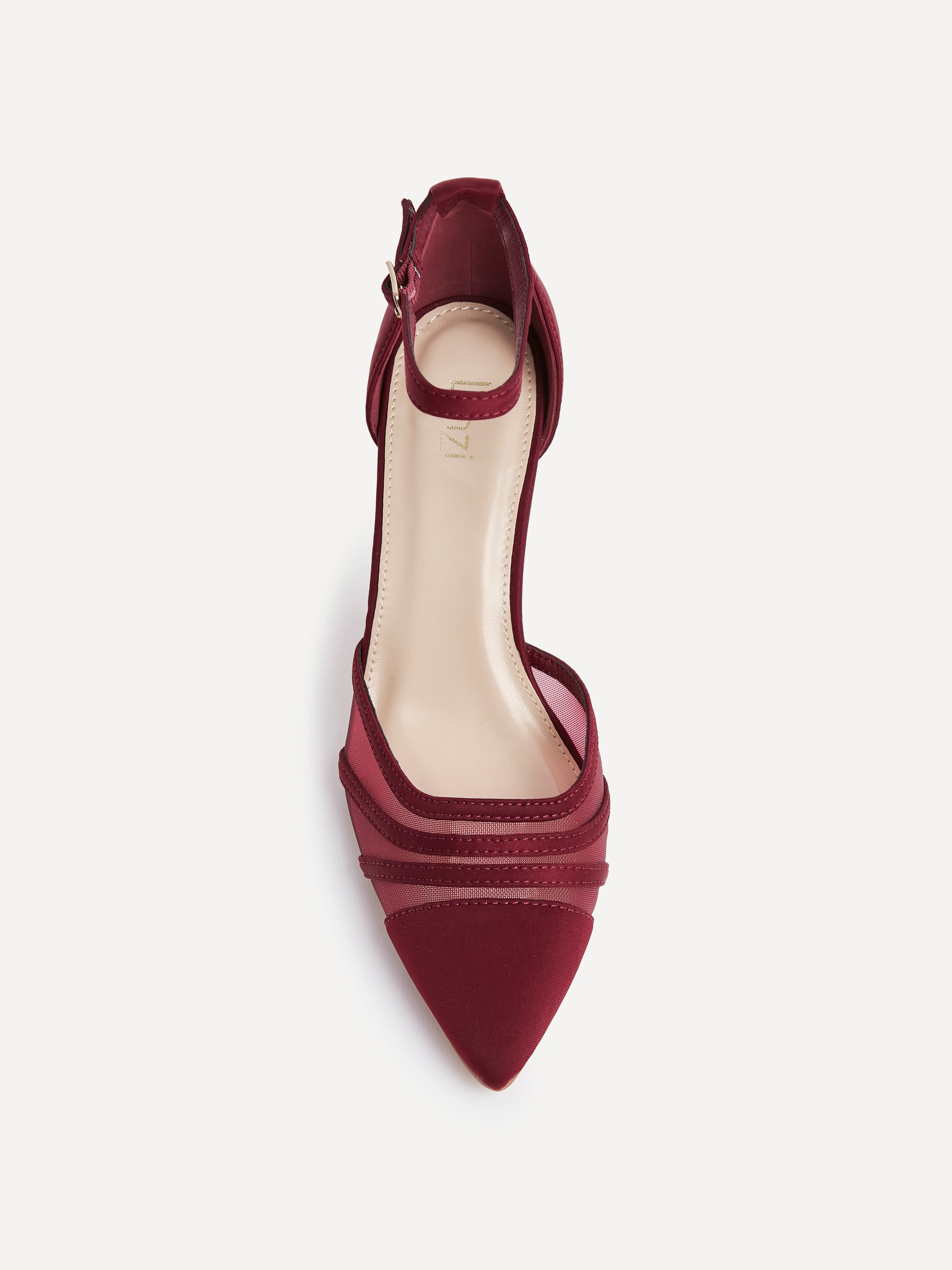 Serri Burgundy Lycra Mesh Court Heels - Image 4