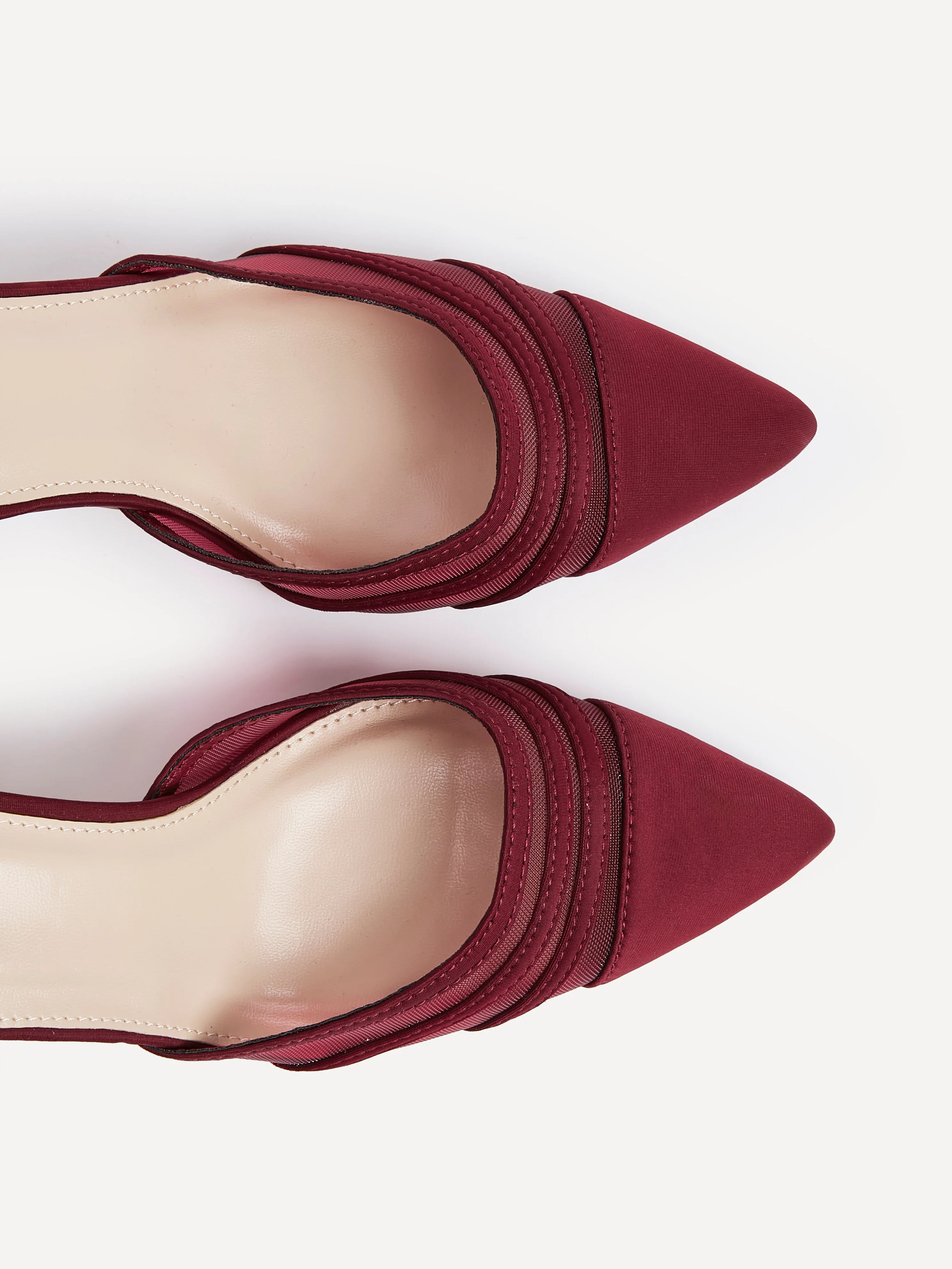 Serri Burgundy Lycra Mesh Court Heels - Image 5