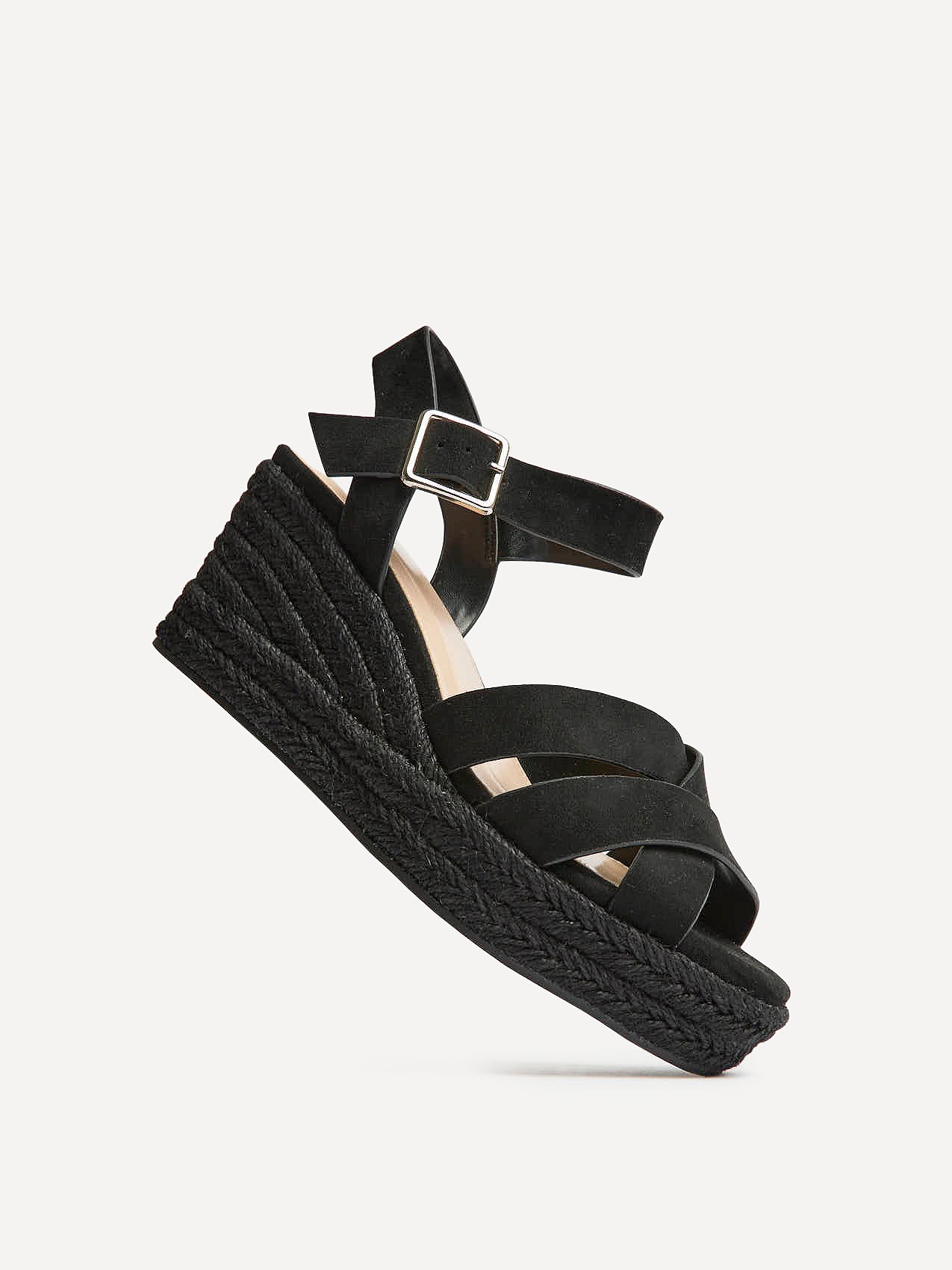 Sheena Black Crossover Espadrille Wedges - Image 5