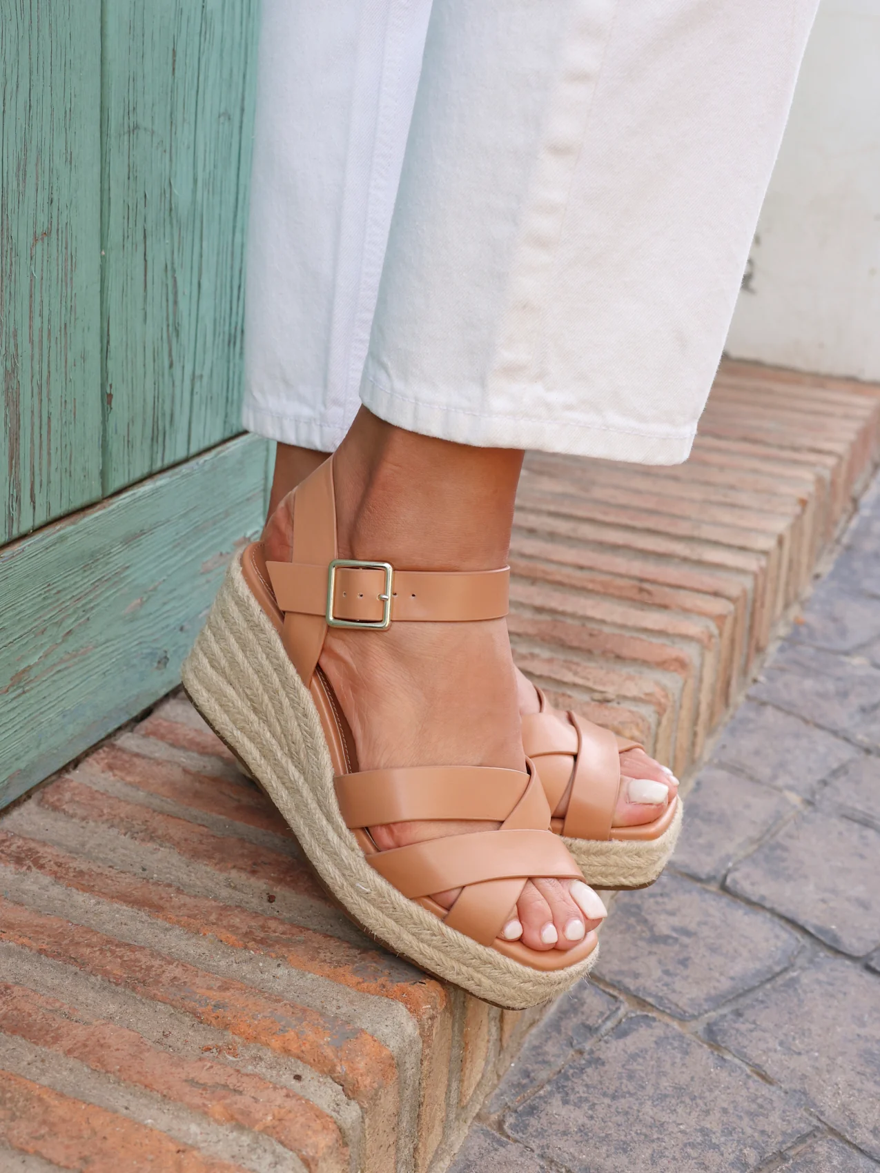 Sheena Tan Crossover Espadrille Wedges - Image 6