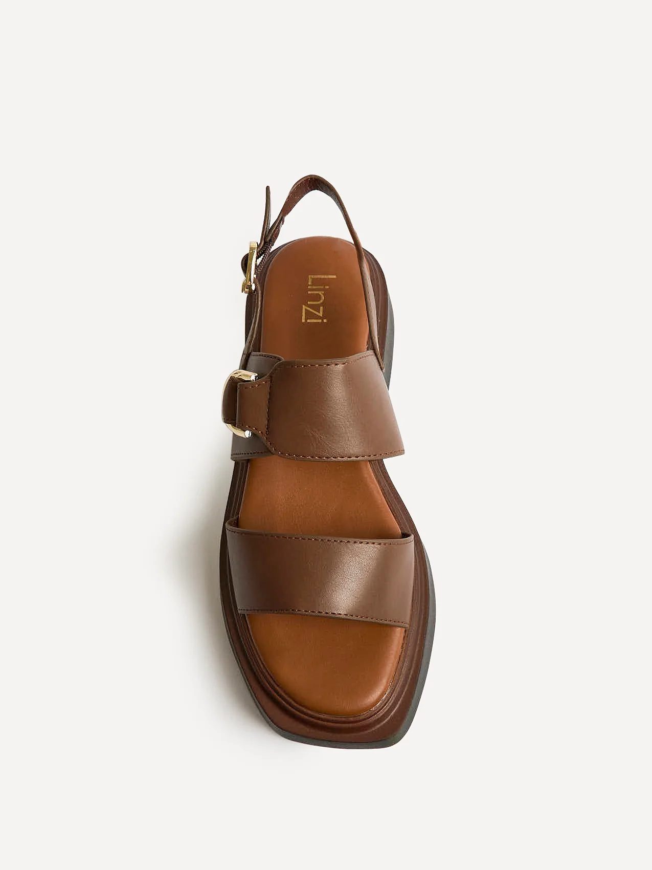 Shift Brown Faux Leather Flatform Sandals - Image 4