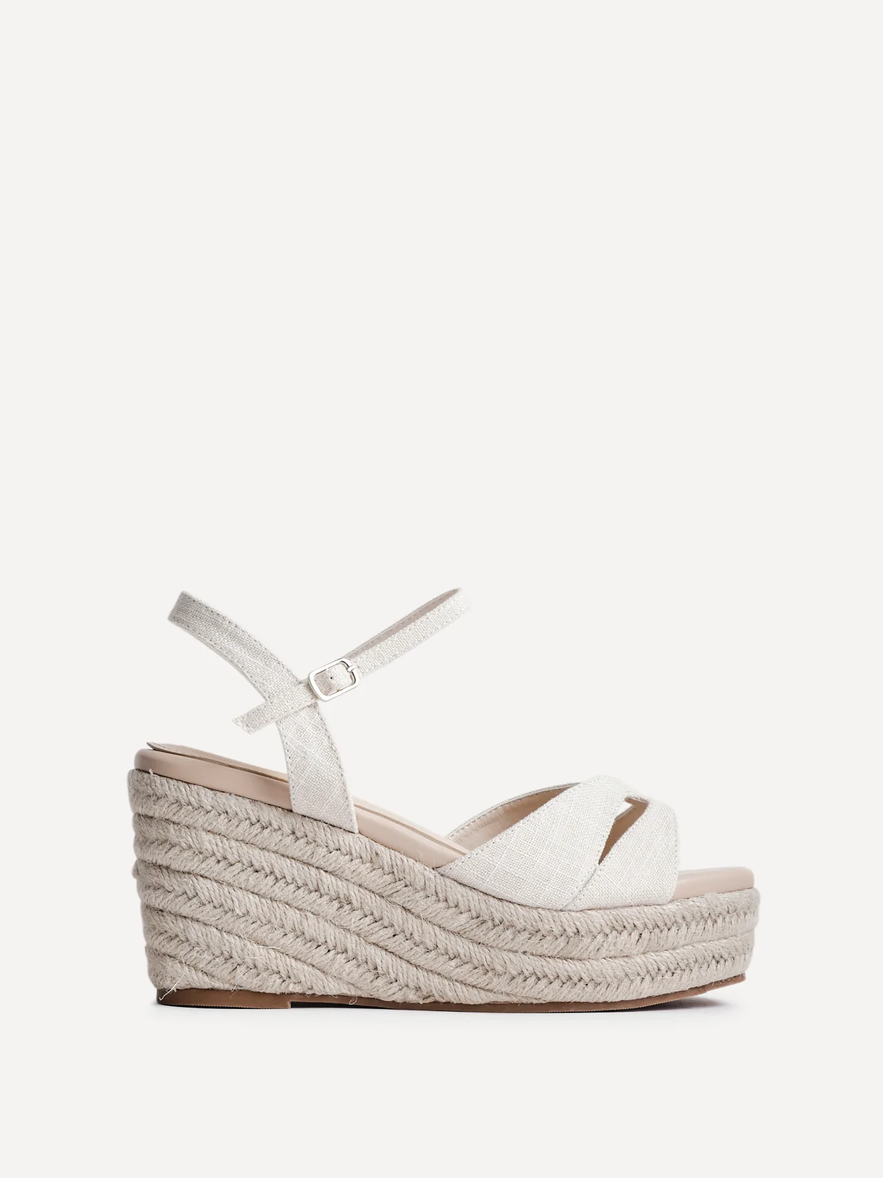 Sian Wide Fit Nude Canvas Wedges - Image 2