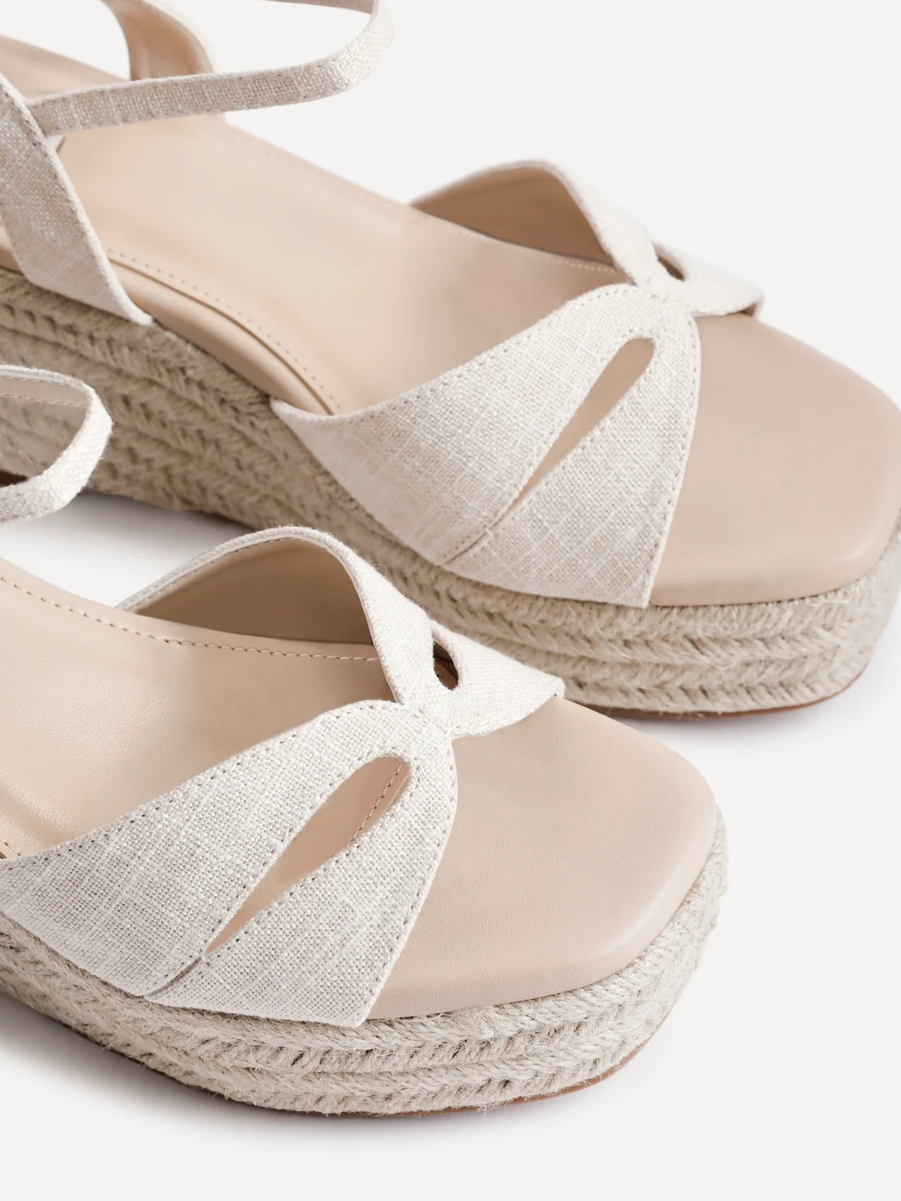 Sian Wide Fit Nude Canvas Wedges - Image 5