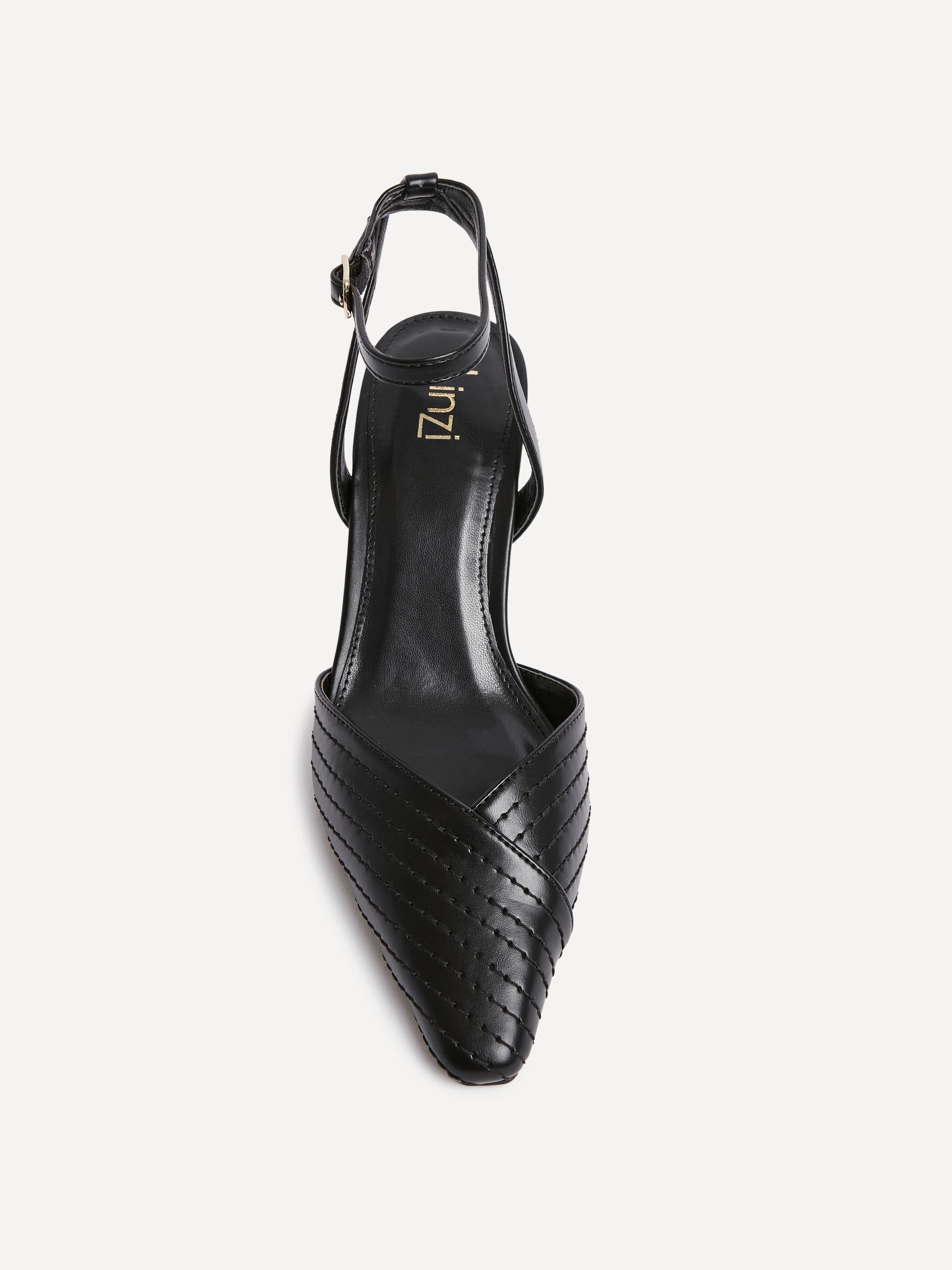 Siren Black Faux Leather Quilted Court Heels - Image 3