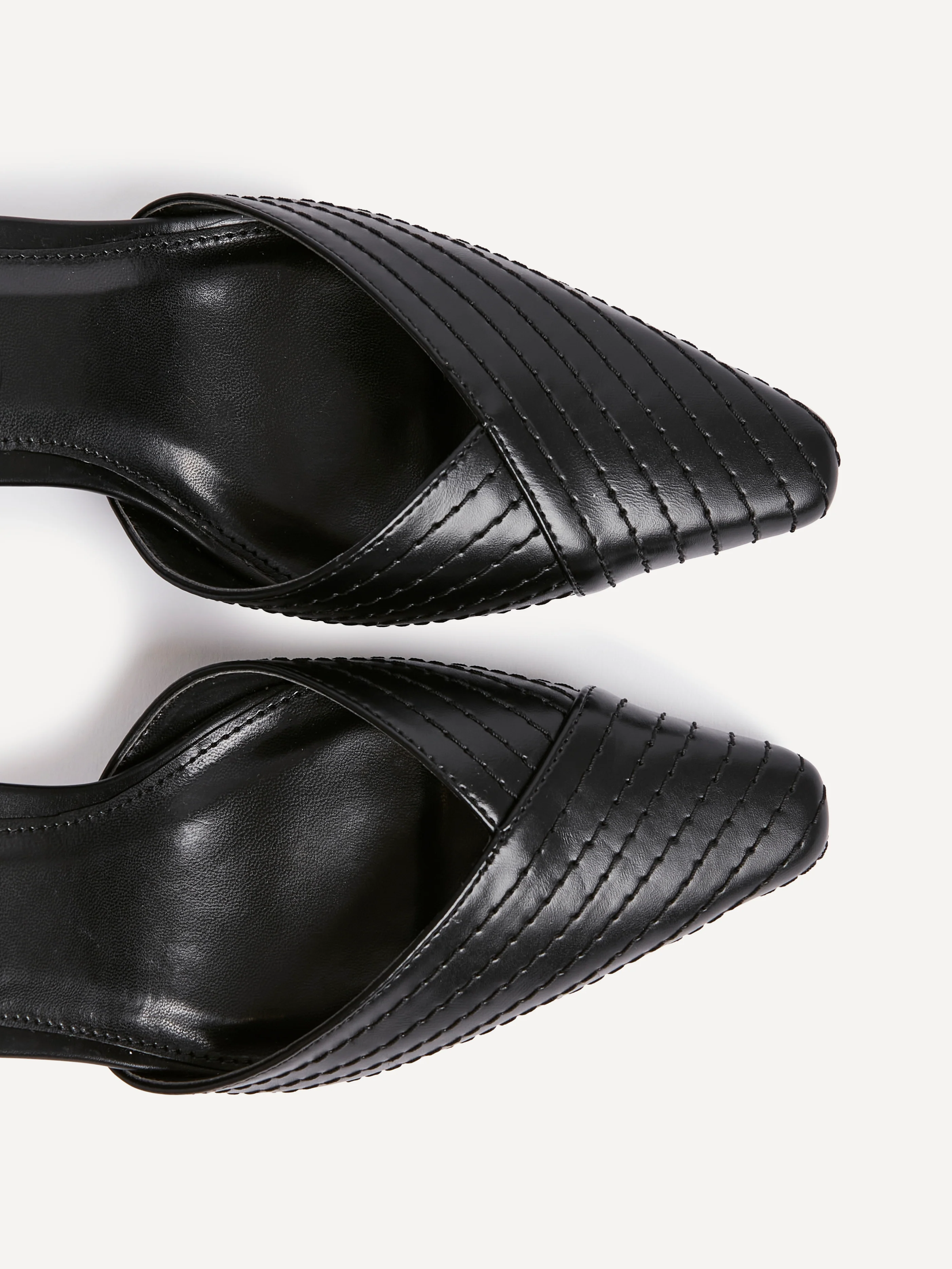 Siren Black Faux Leather Quilted Court Heels - Image 4