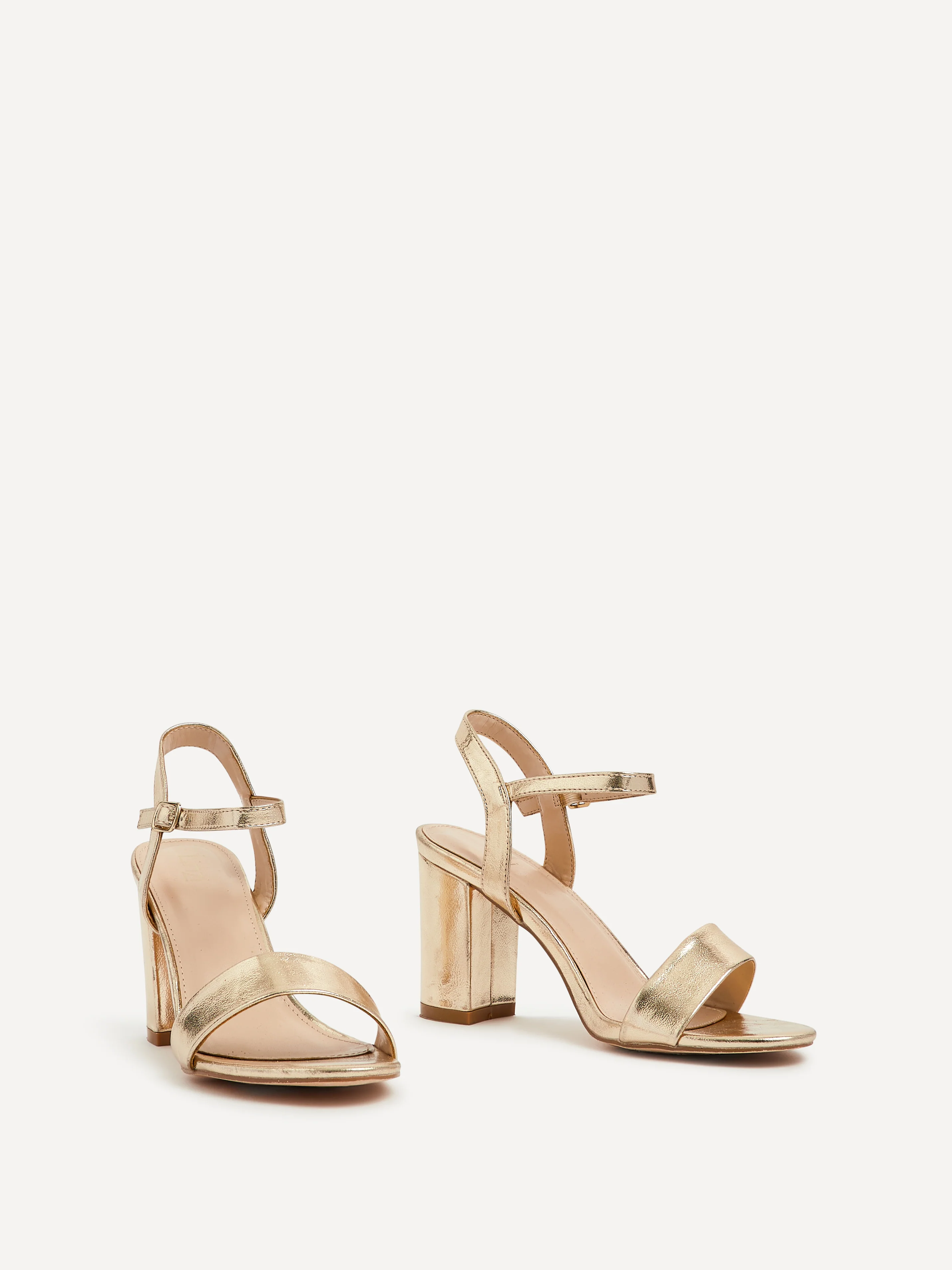 Skyline Gold Faux Leather Heeled Sandals - Image 3