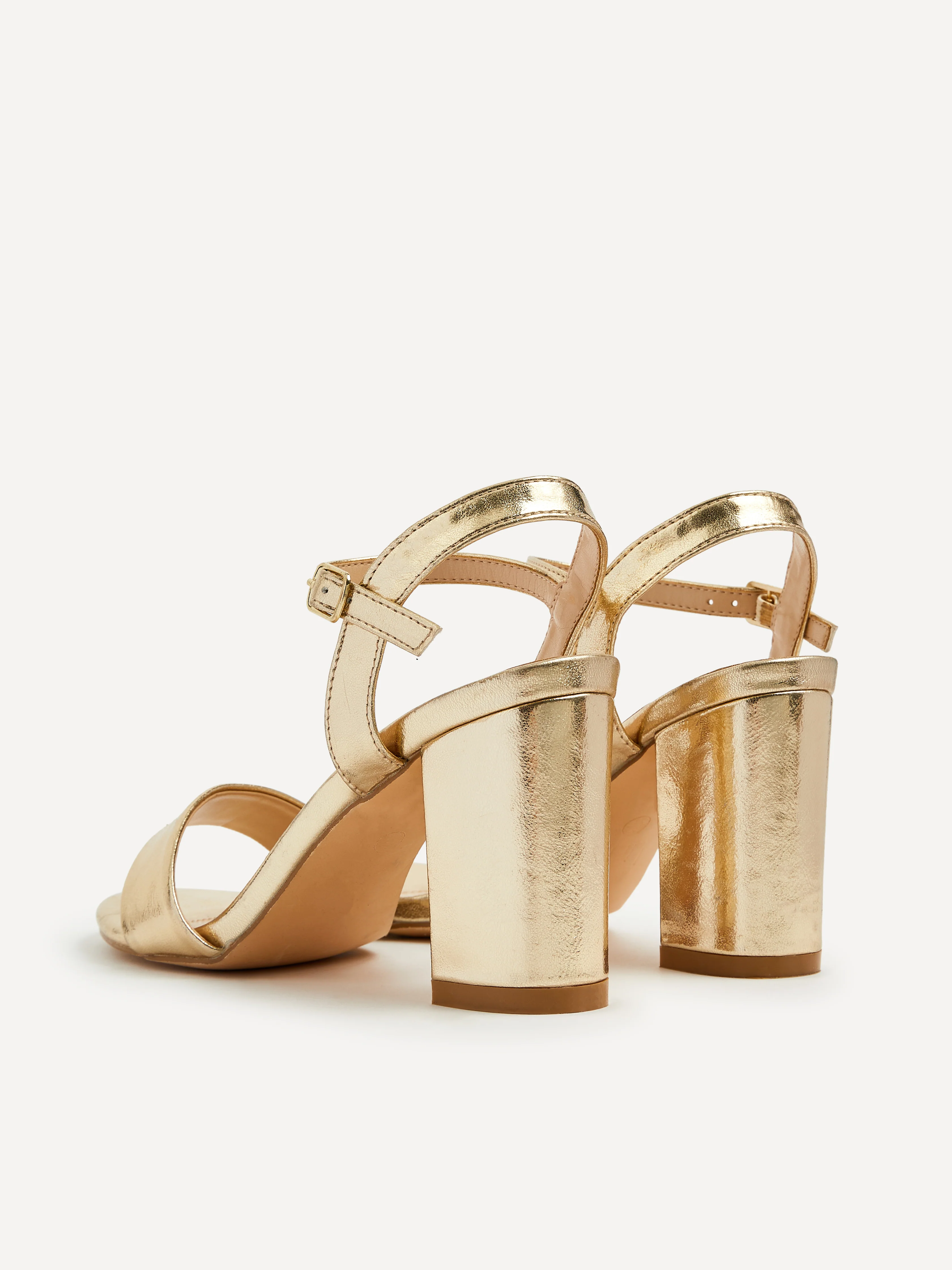 Skyline Gold Faux Leather Heeled Sandals - Image 4