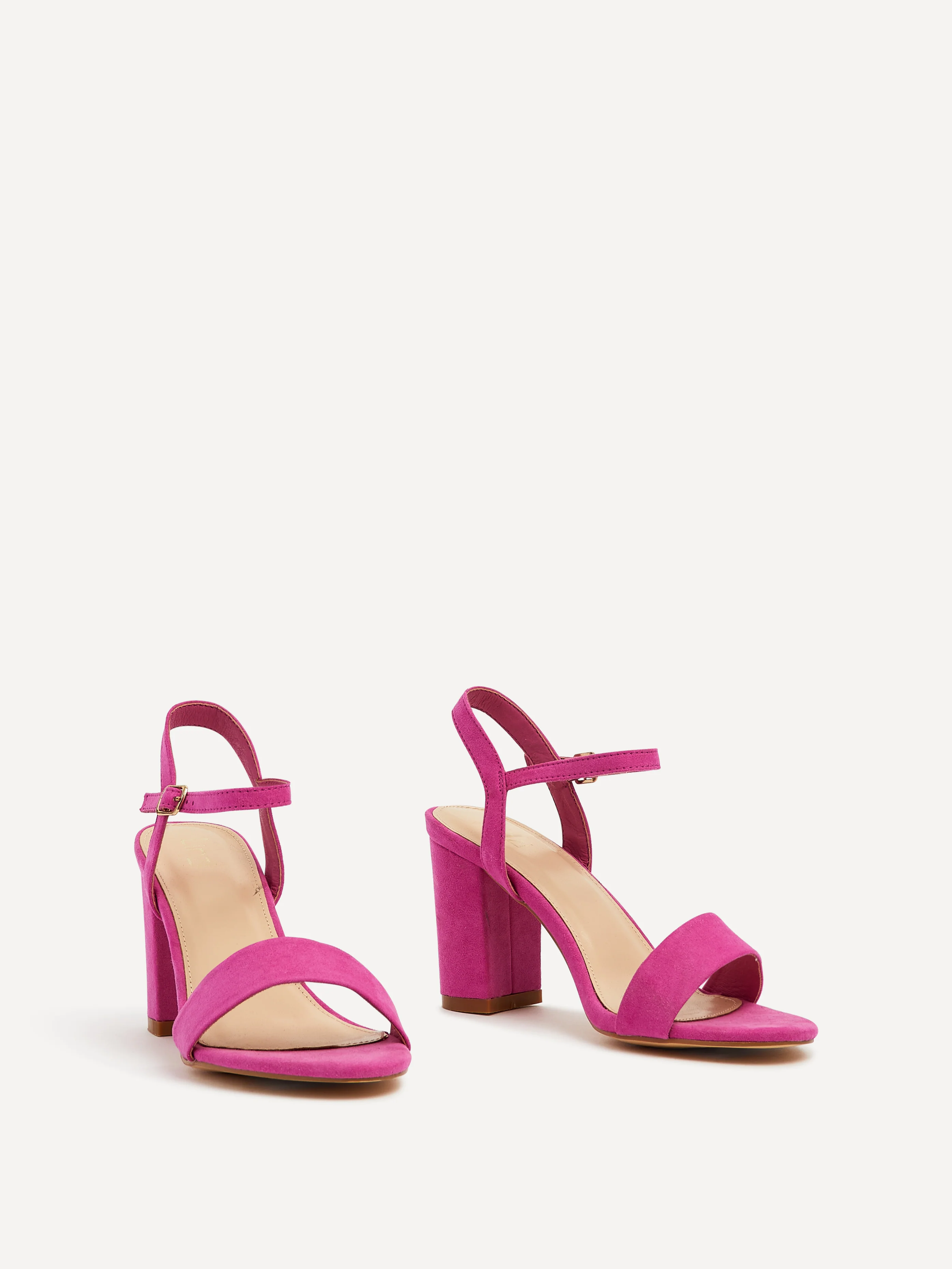Skyline Pink Faux Suede Heeled Sandals - Image 3
