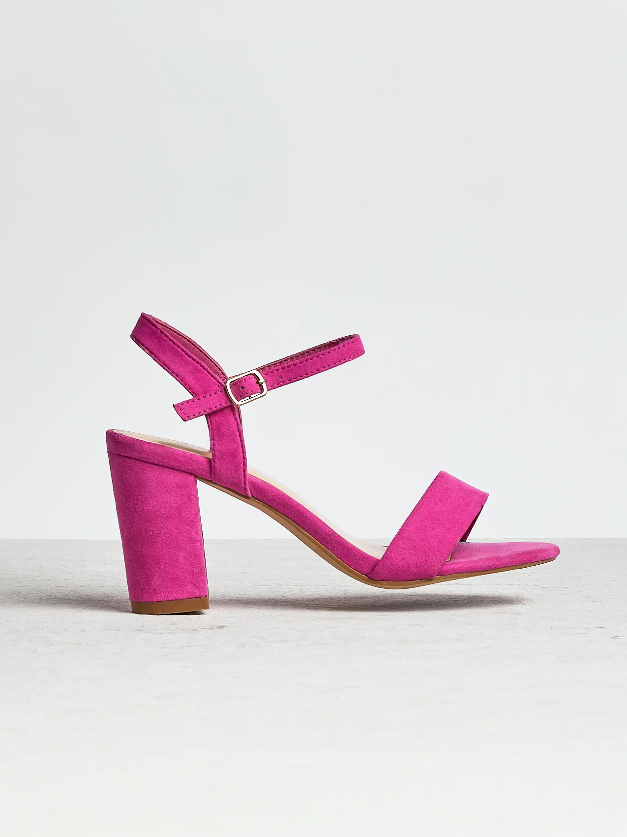Skyline Pink Faux Suede Heeled Sandals - Image 7