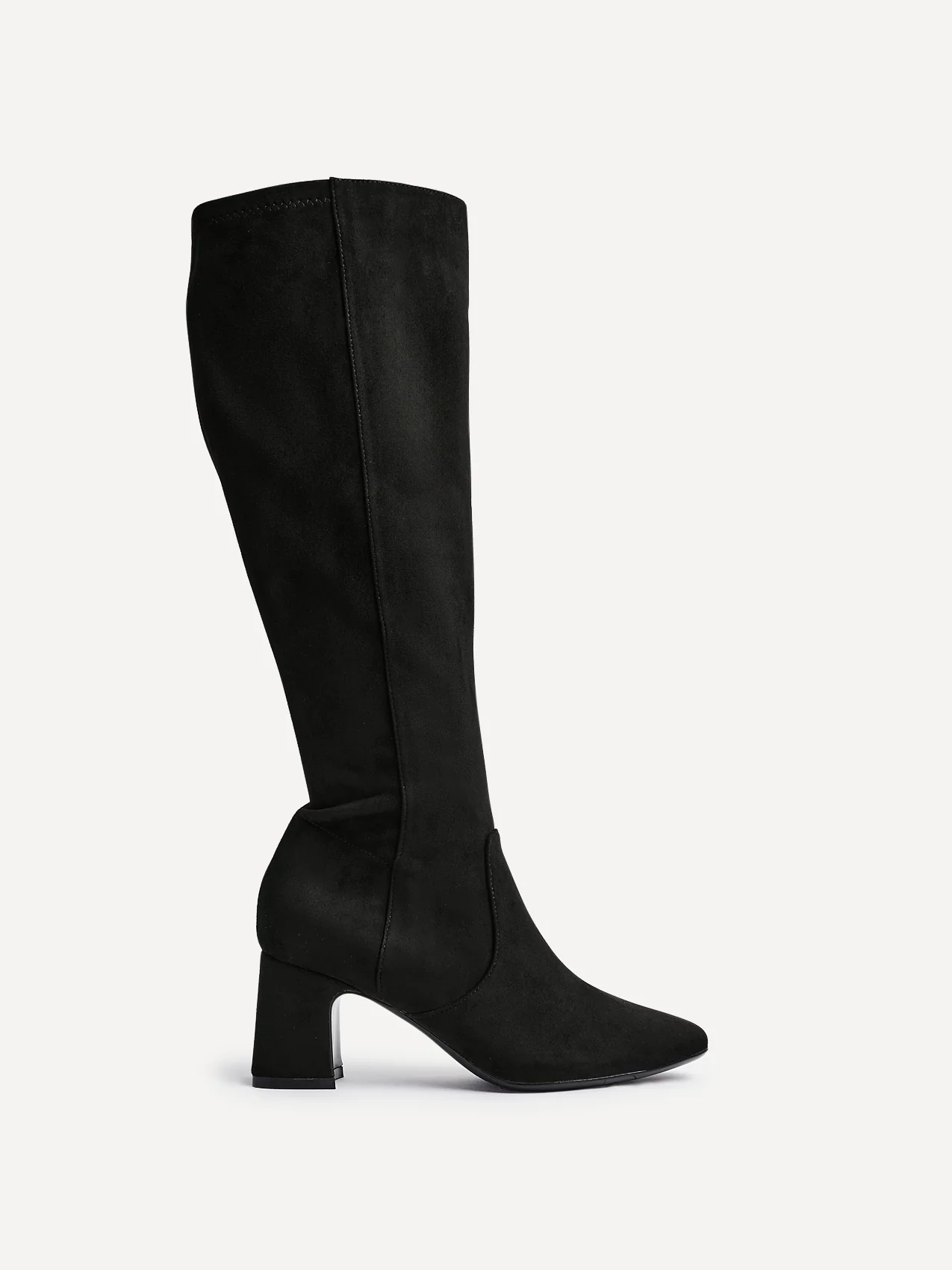 Slate Black Faux Suede Long Heeled Boots - Image 2