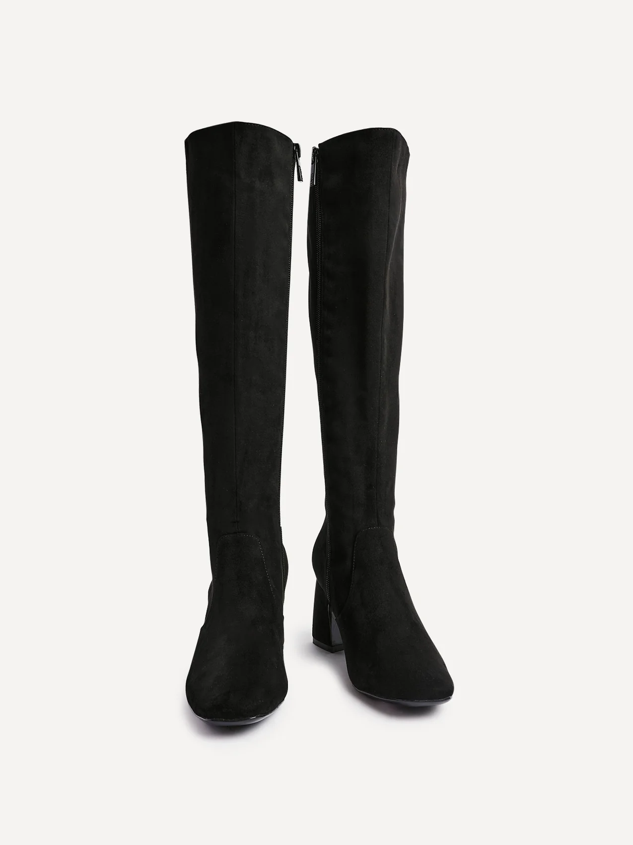 Slate Black Faux Suede Long Heeled Boots - Image 3