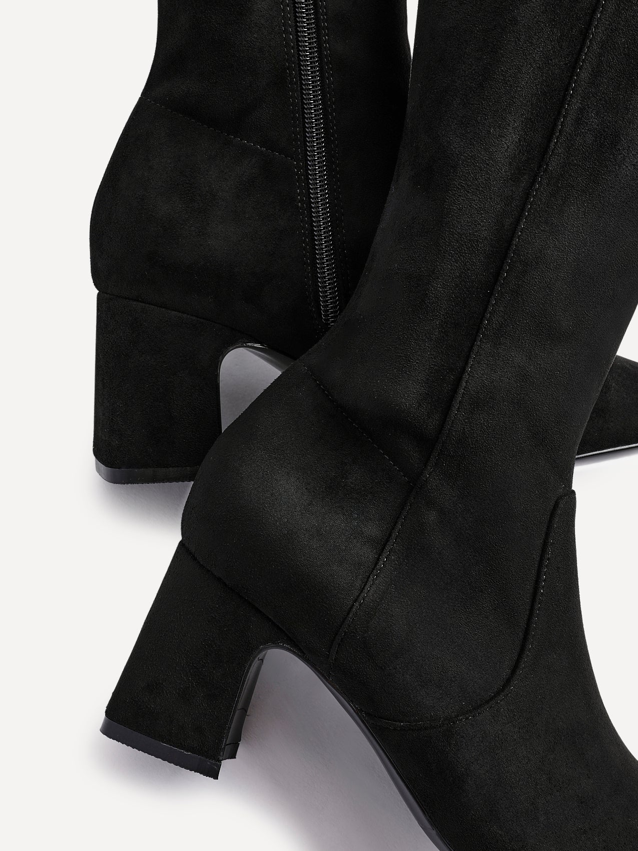 Slate Black Faux Suede Long Heeled Boots - Image 4