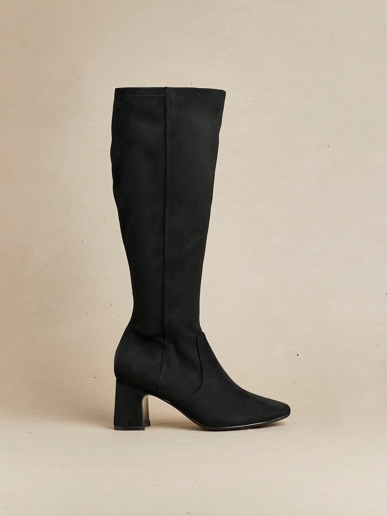 Slate Black Faux Suede Long Heeled Boots - Image 6