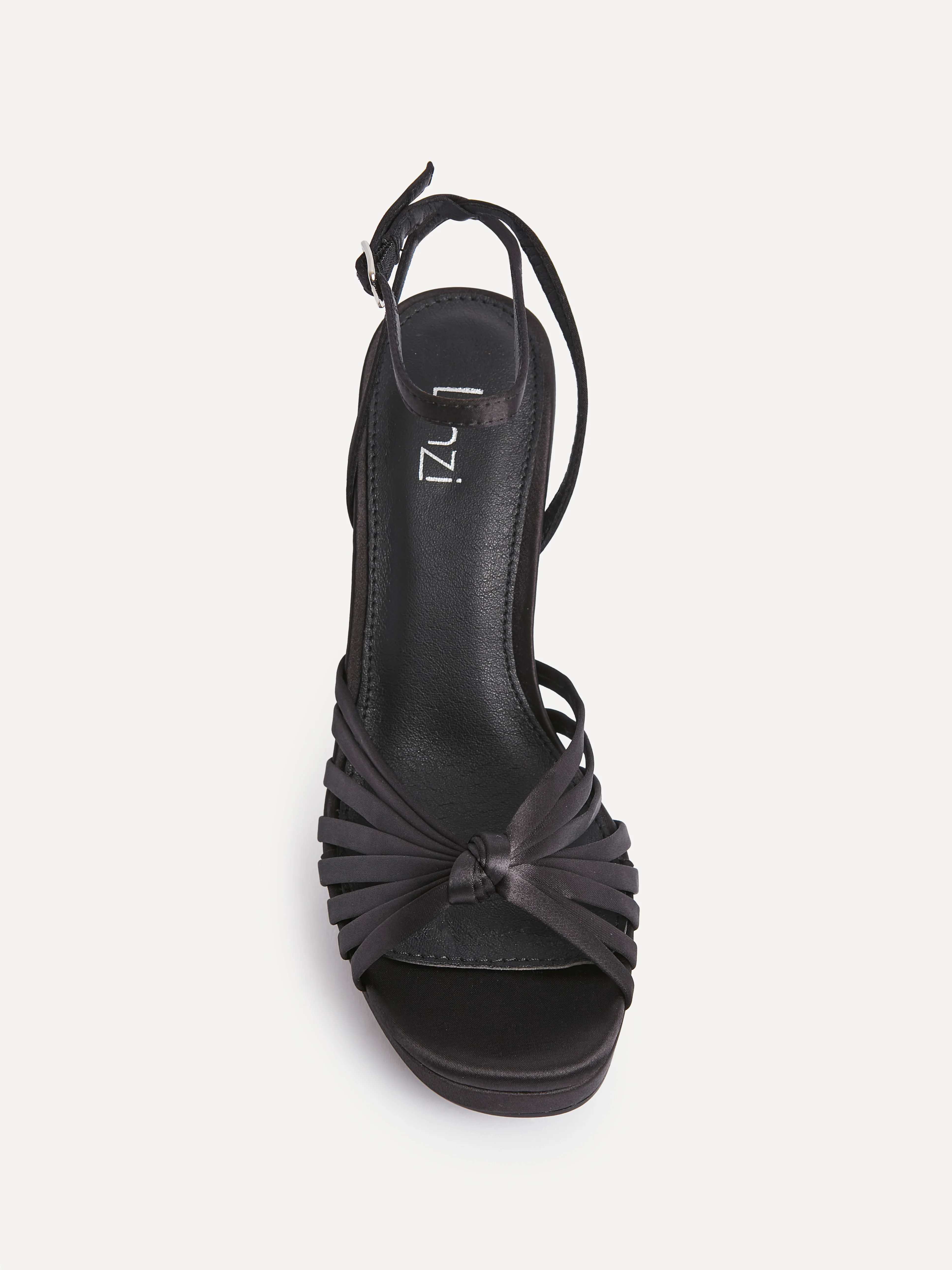 Socialite Black Satin Knotted Platform Heels - Image 4