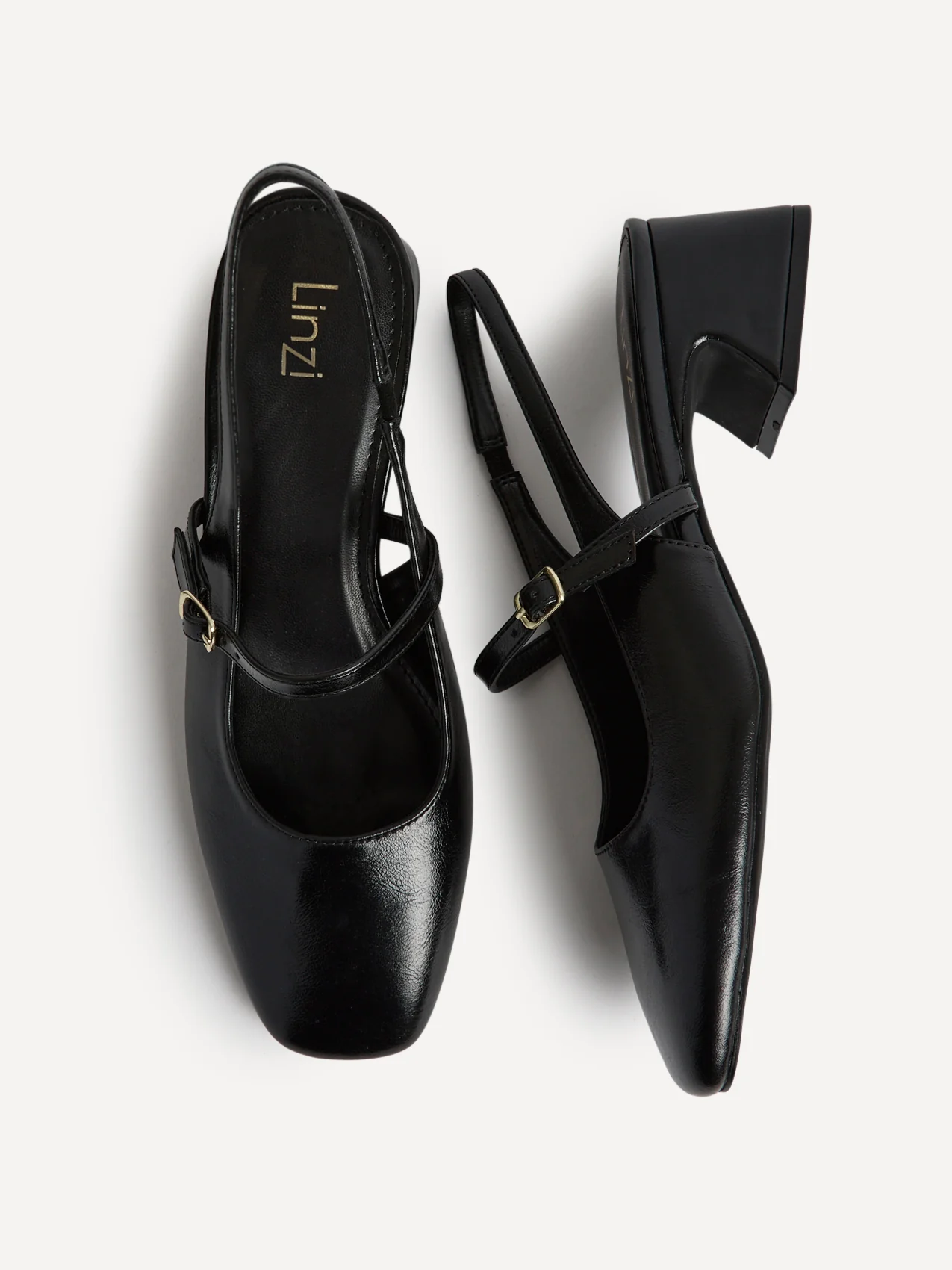 Society Black Faux Leather Mary Jane Heels - Image 4