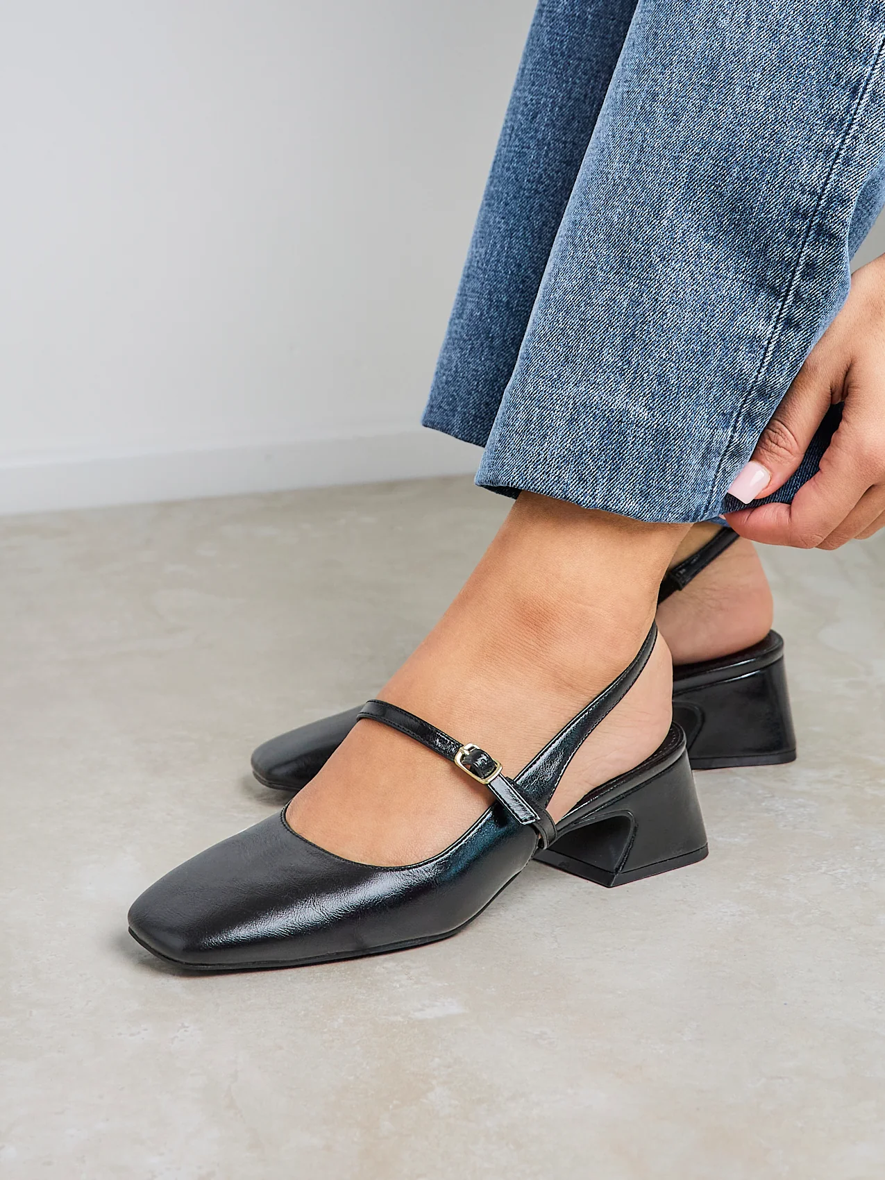 Society Black Faux Leather Mary Jane Heels - Image 6