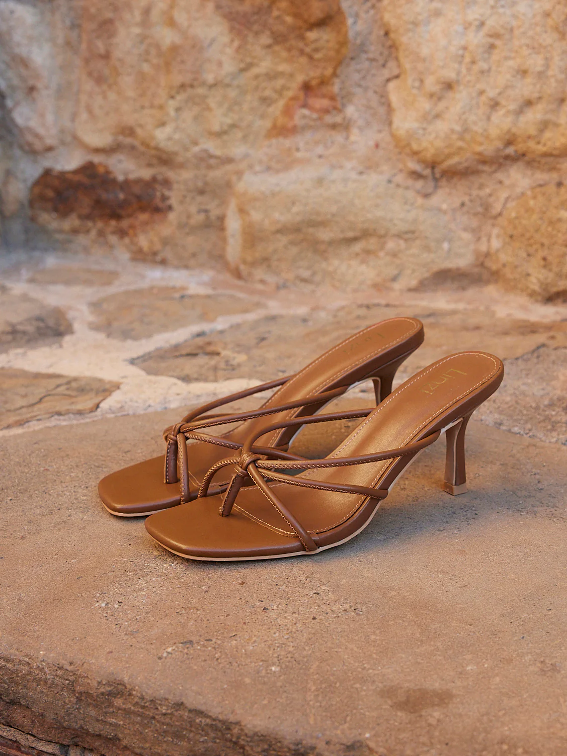 Solis Tan Strappy Mule Heels - Image 6