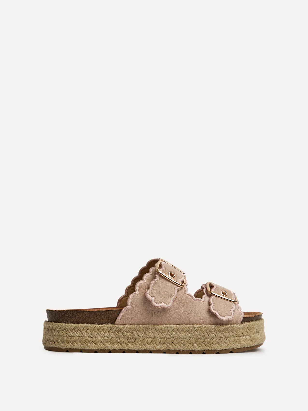 Sonnet Dusky Pink Double Buckle Flatform Sandals - Image 2