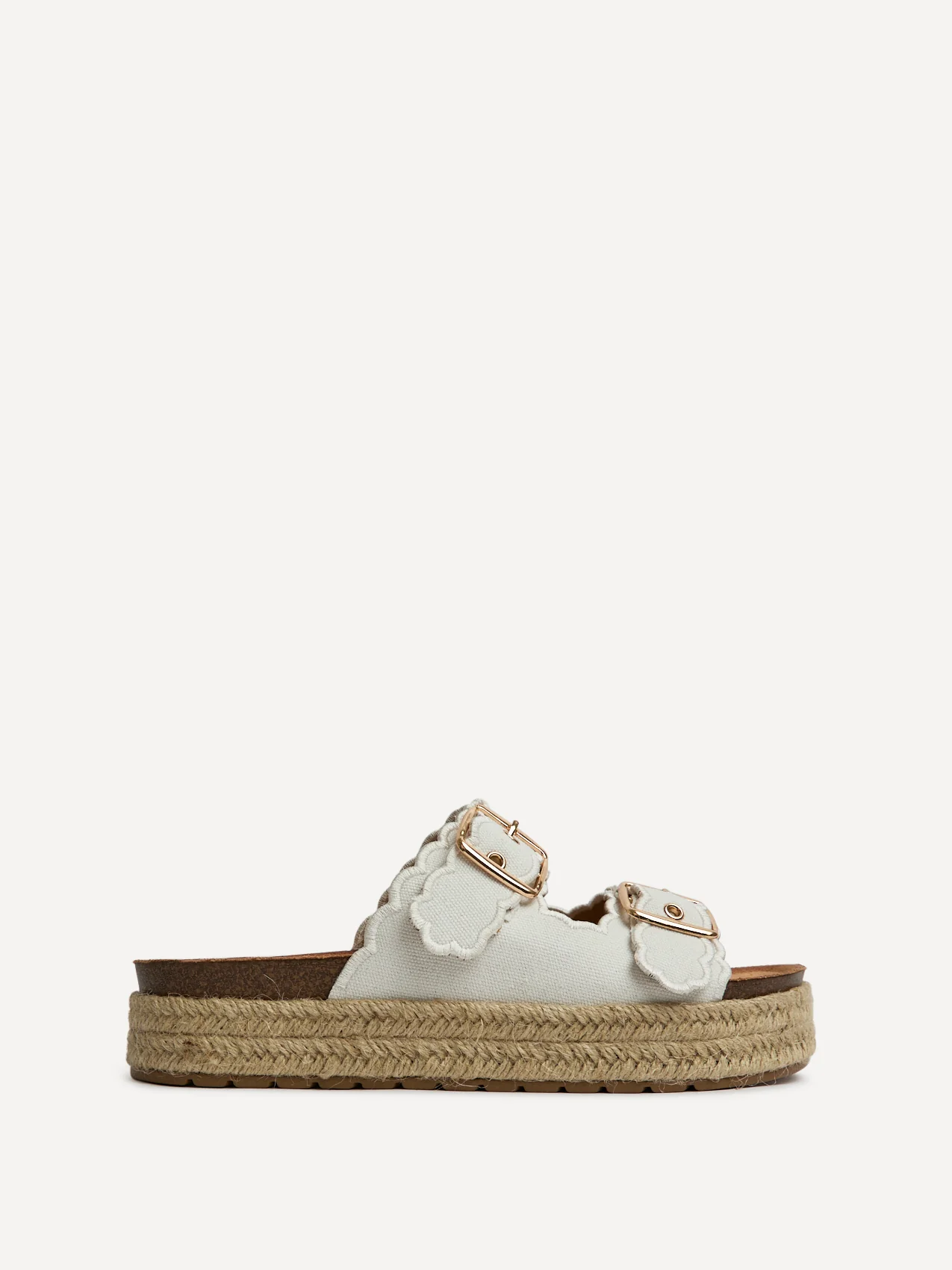Sonnet White Double Buckle Flatform Sandals - Image 2