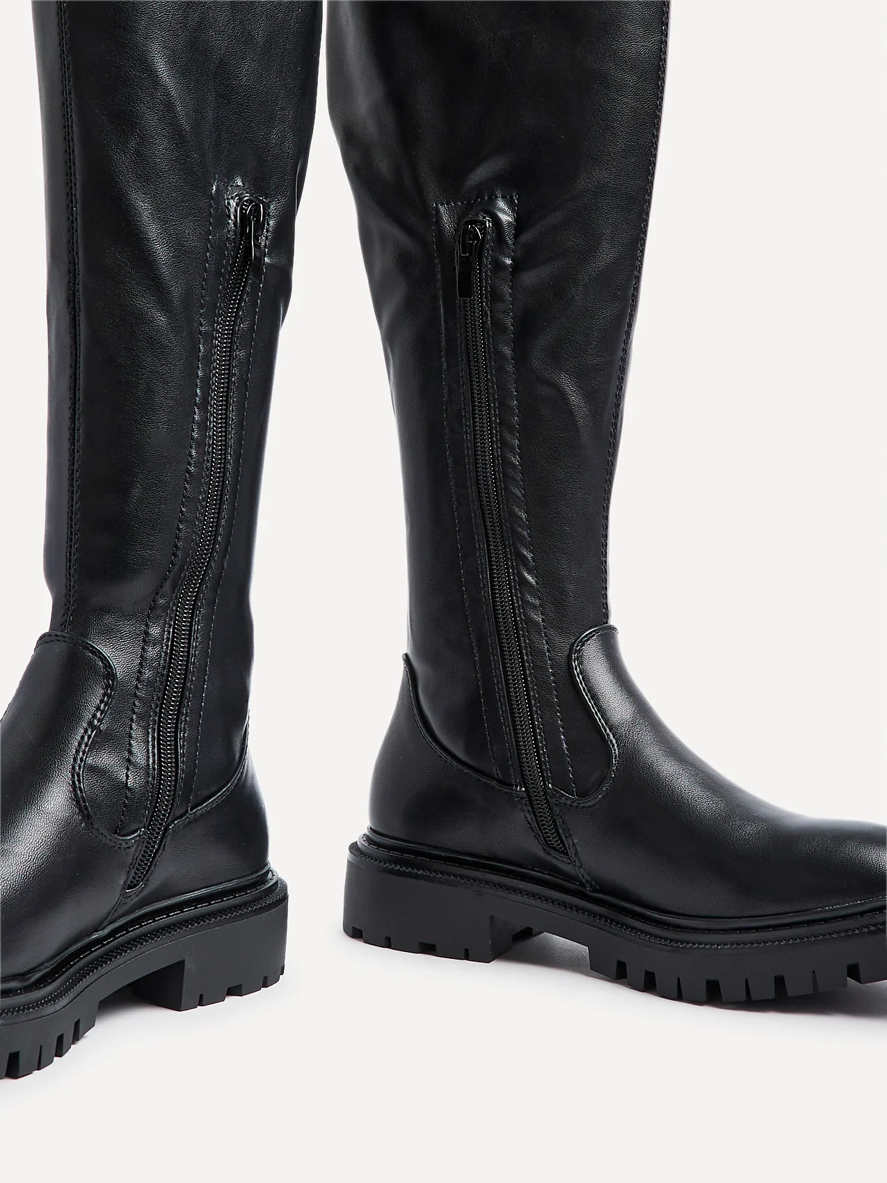 Sonny Black Faux Leather Long Boots - Image 4