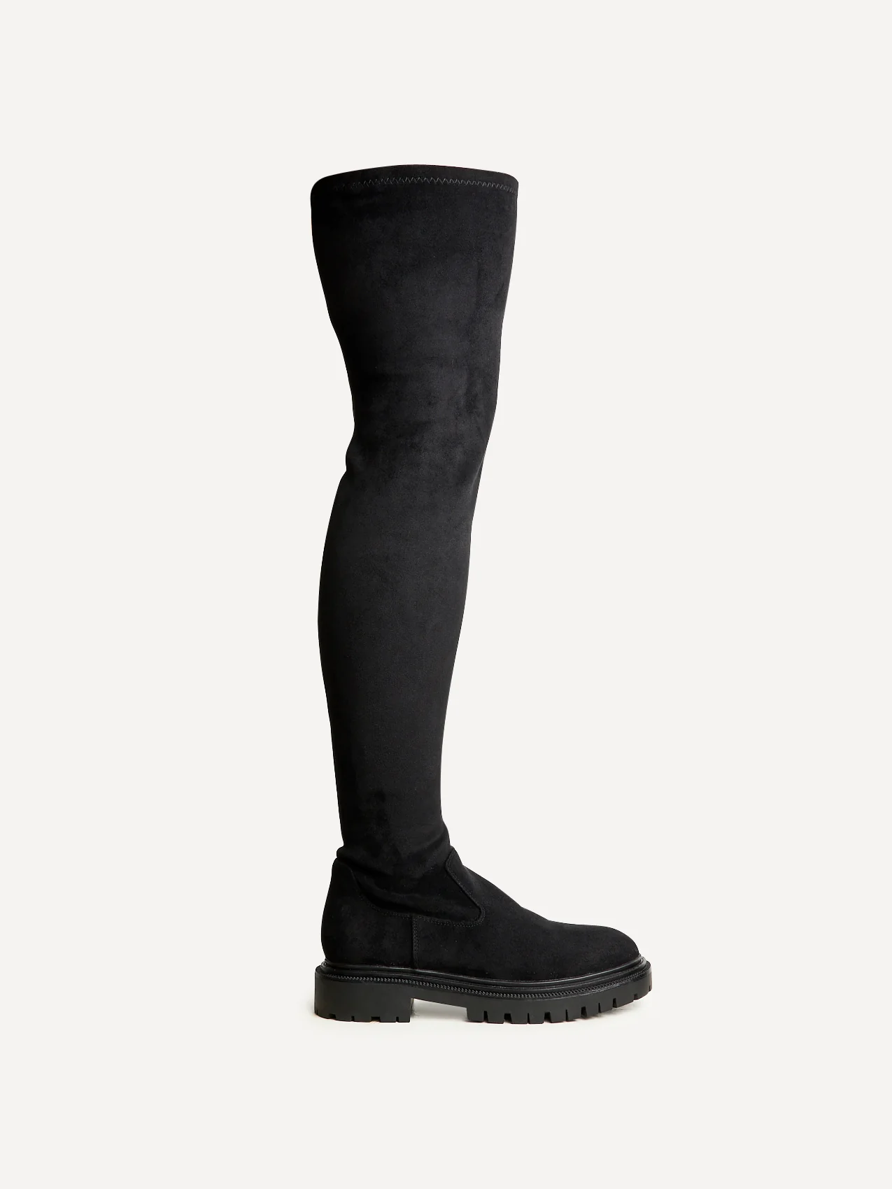 Sonny Black Faux Suede Long Boots - Image 2