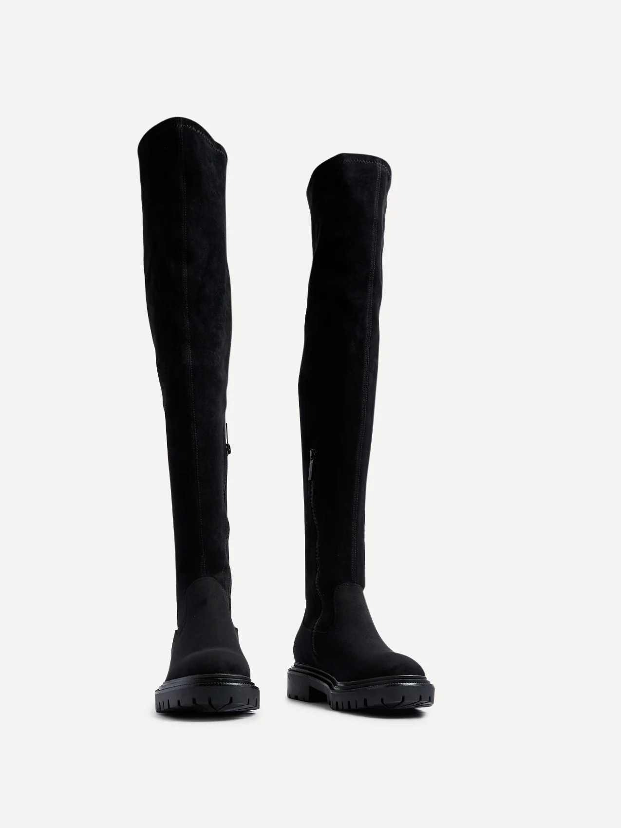 Sonny Black Faux Suede Long Boots - Image 3