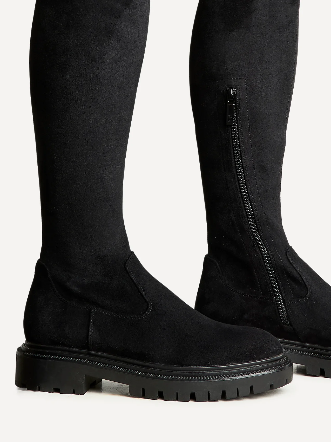 Sonny Black Faux Suede Long Boots - Image 4