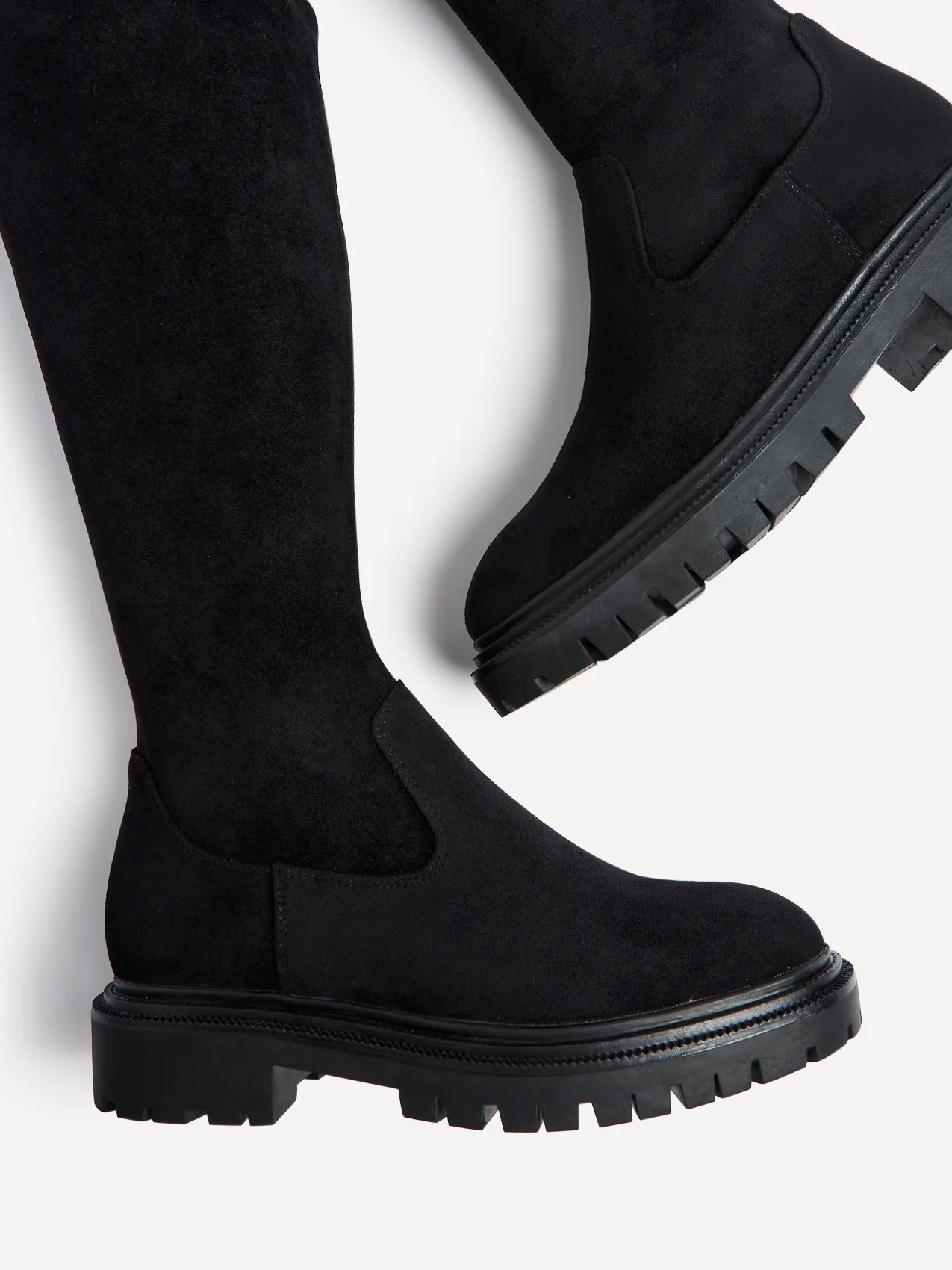 Sonny Black Faux Suede Long Boots - Image 5