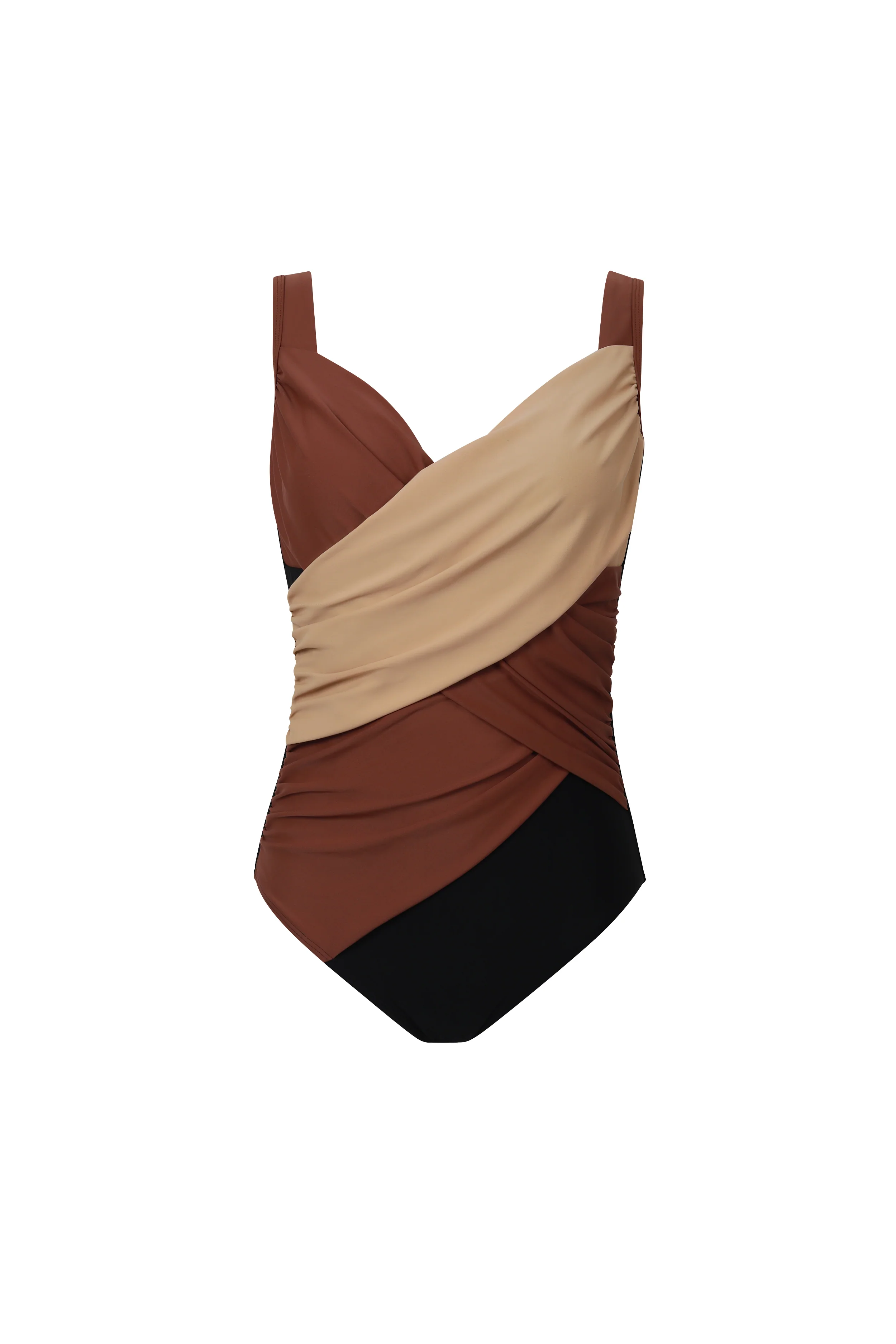 Sorrento Muted Colour Block Draped Swimsuit - Image 2