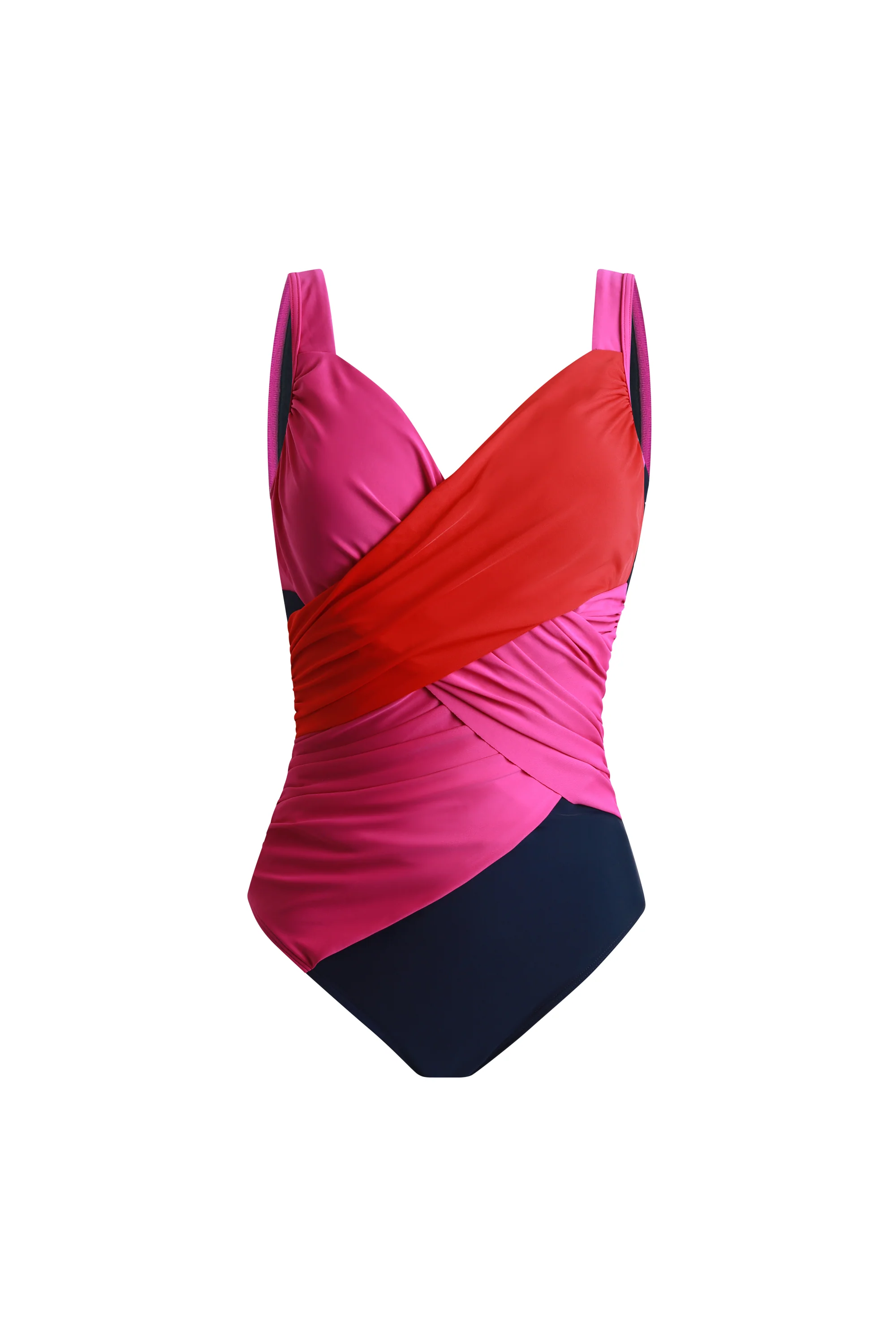 Sorrento Bright Colour Block Draped Swimsuit - Image 2
