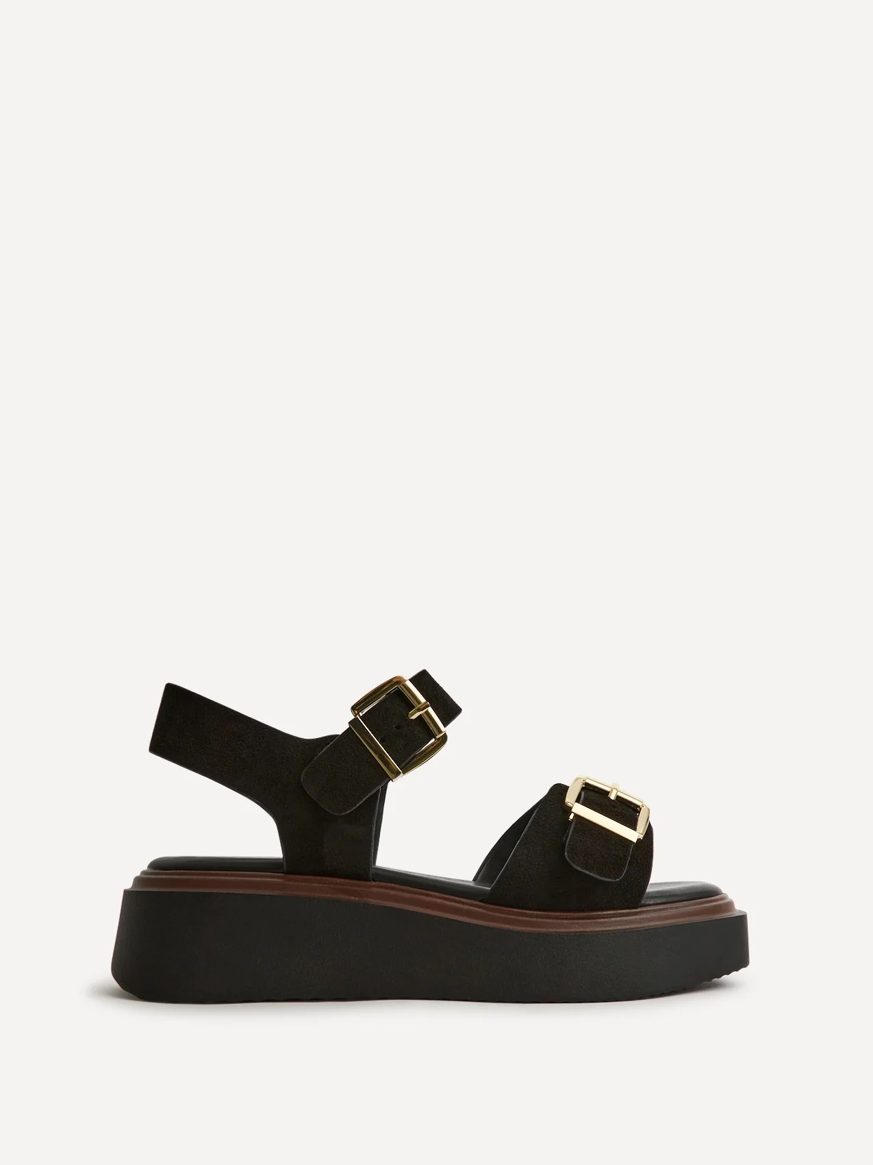 Source Wide Fit Black Flatform Sandals - Image 2