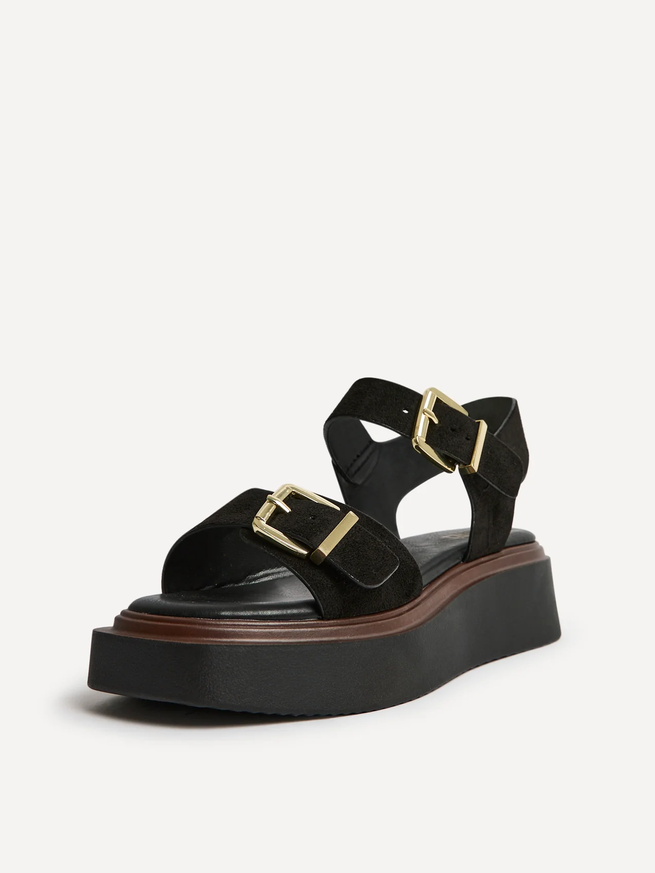 Source Wide Fit Black Flatform Sandals - Image 5