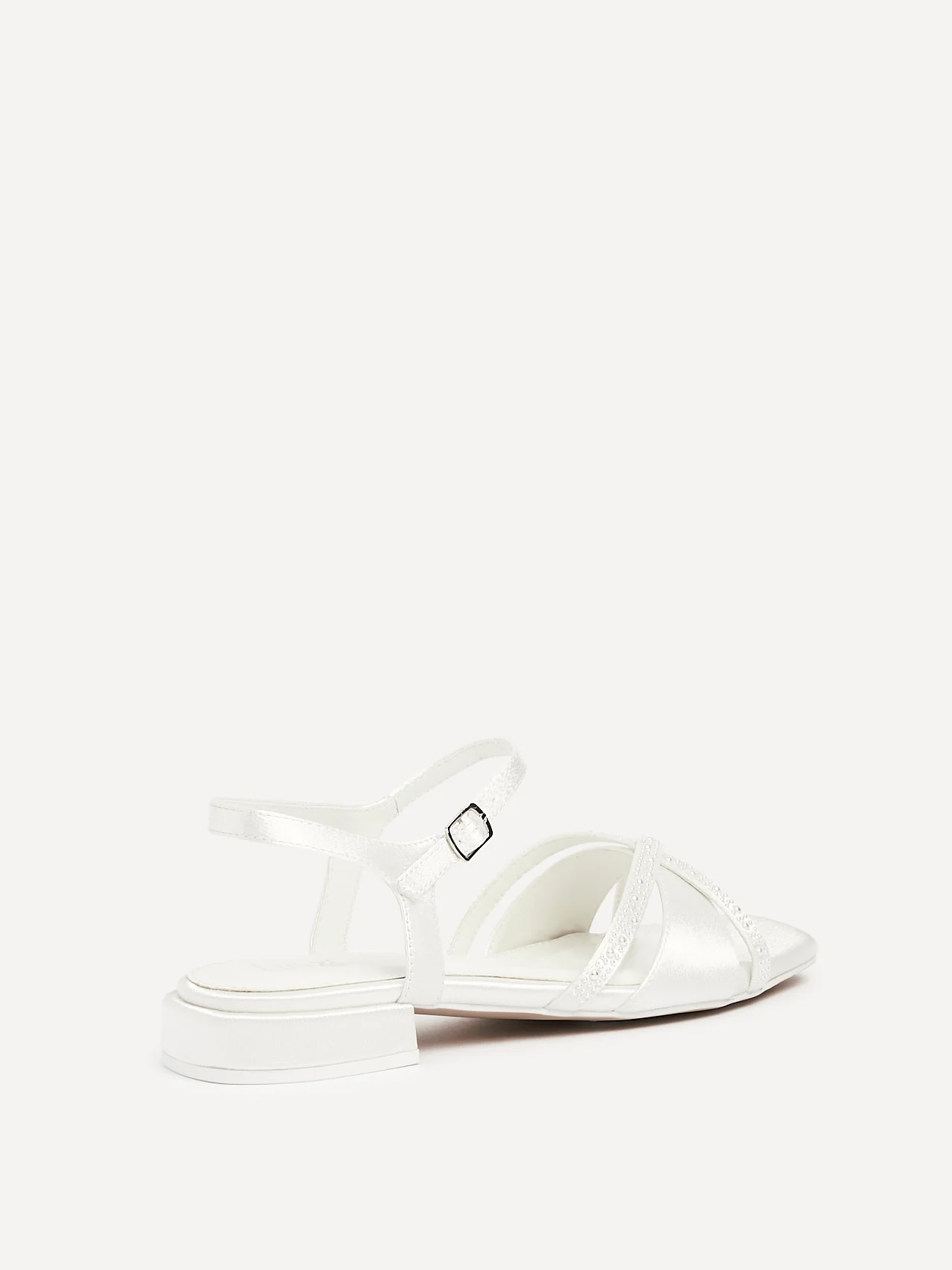 Spellbound Bridal Ivory Satin Low Heel Sandals - Image 5