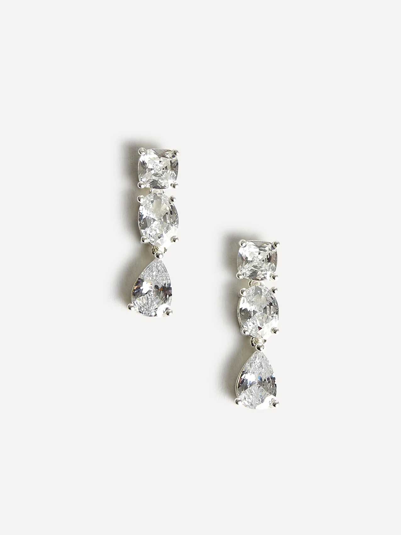 Stardust Silver Crystal Stone Drop Earrings - Image 5