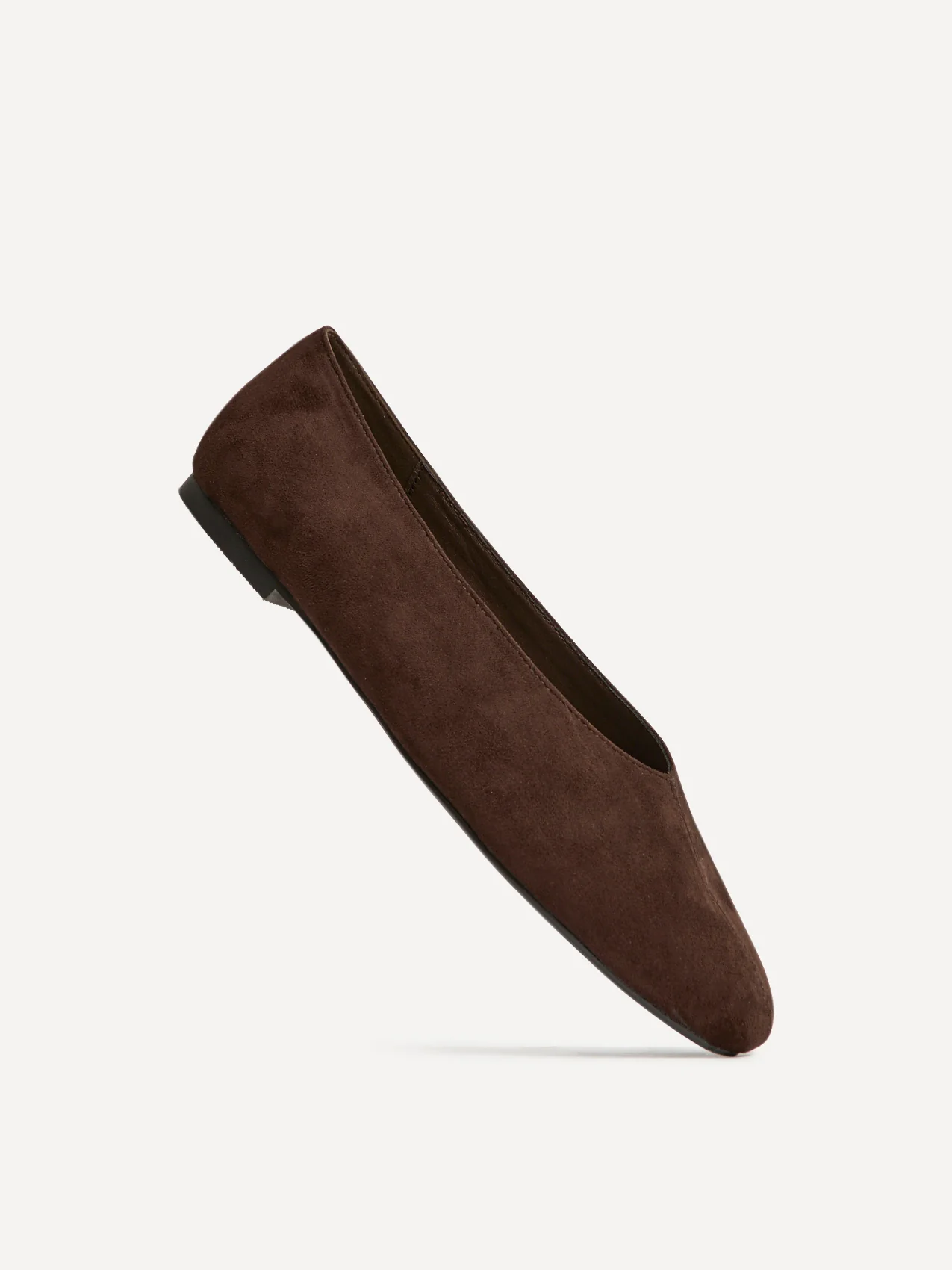 Structure Brown Faux Suede Square Toe Ballet Flats - Image 5