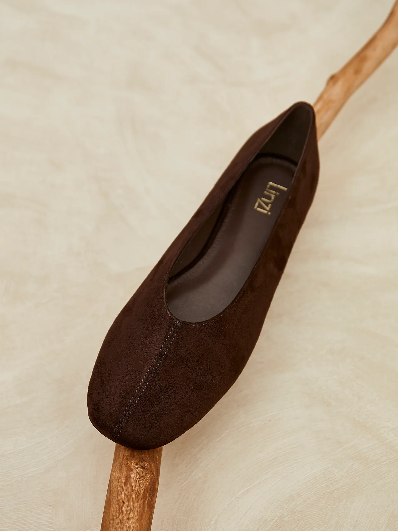 Structure Brown Faux Suede Square Toe Ballet Flats - Image 6