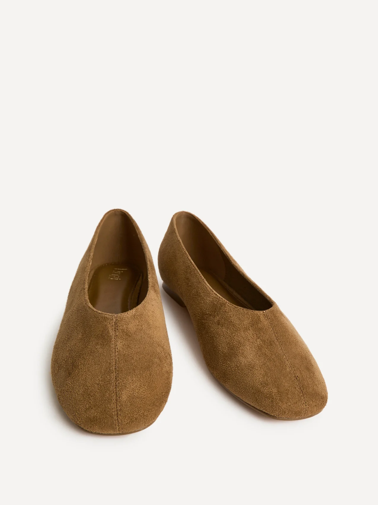 Structure Tan Faux Suede Square Toe Ballet Flats - Image 3
