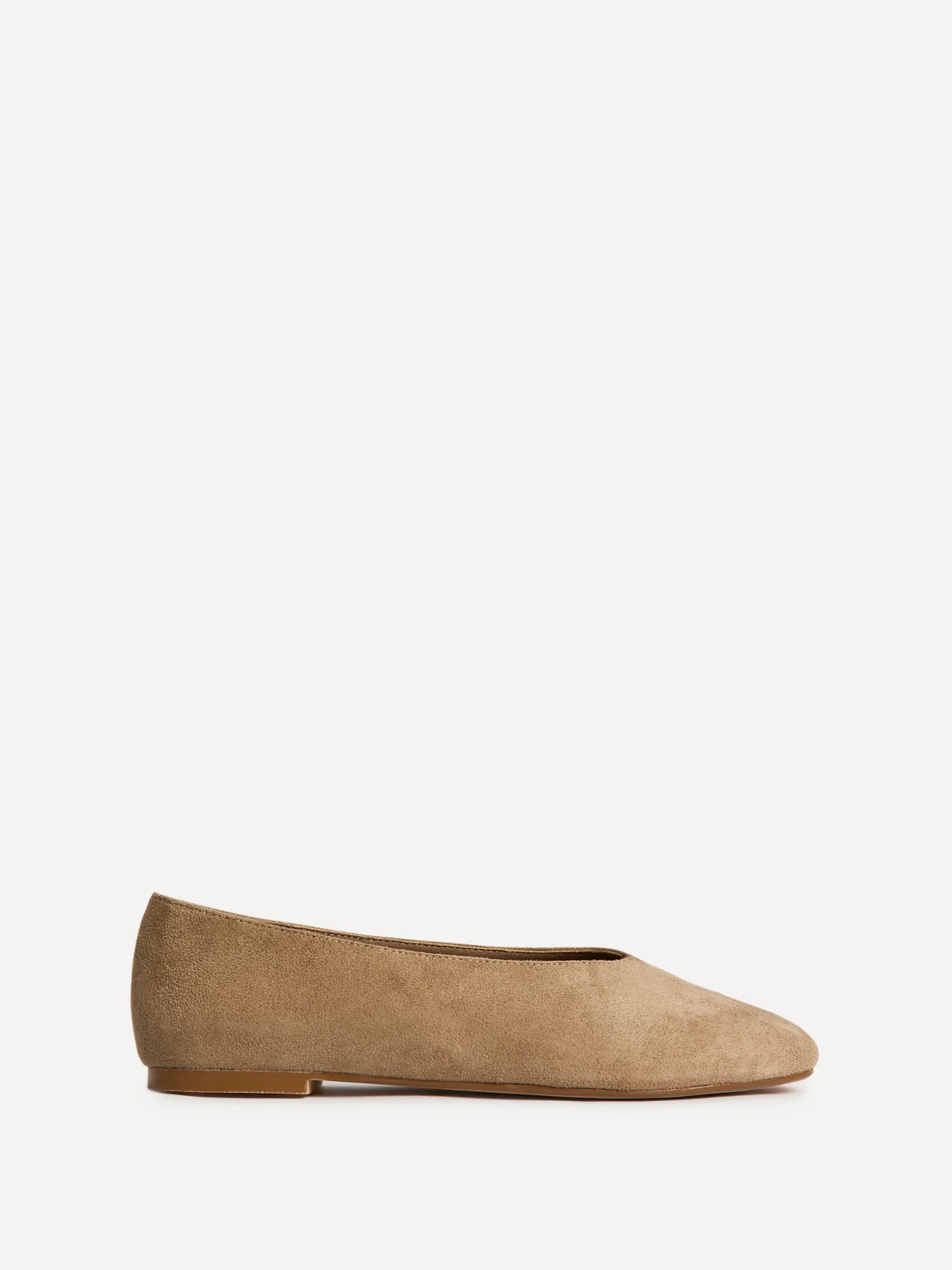 Structure Taupe Faux Suede Square Toe Ballet Flats - Image 2
