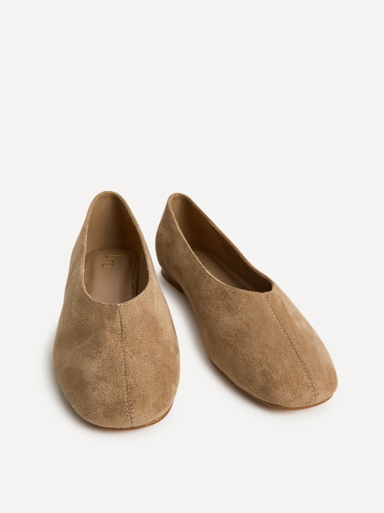 Structure Taupe Faux Suede Square Toe Ballet Flats - Image 3