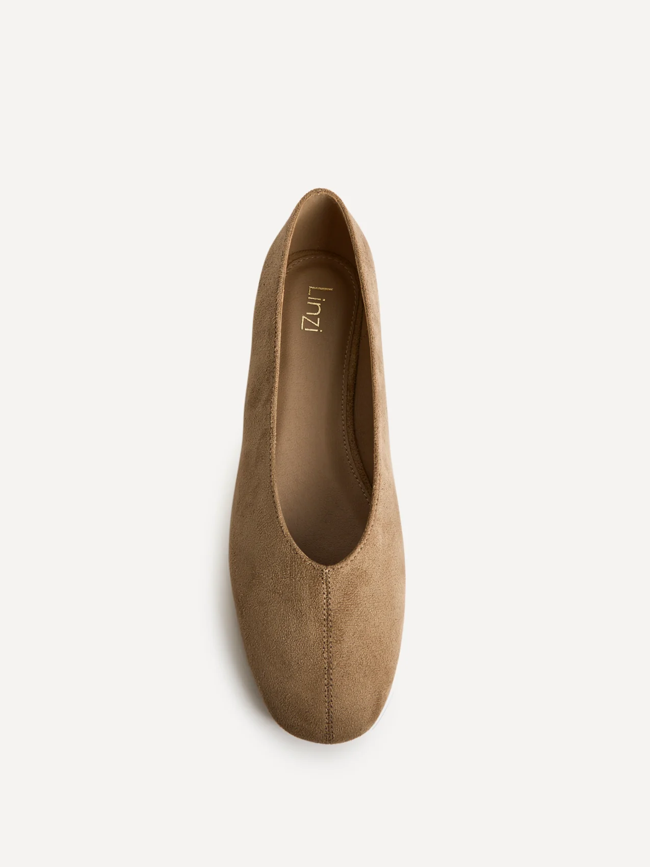 Structure Taupe Faux Suede Square Toe Ballet Flats - Image 4