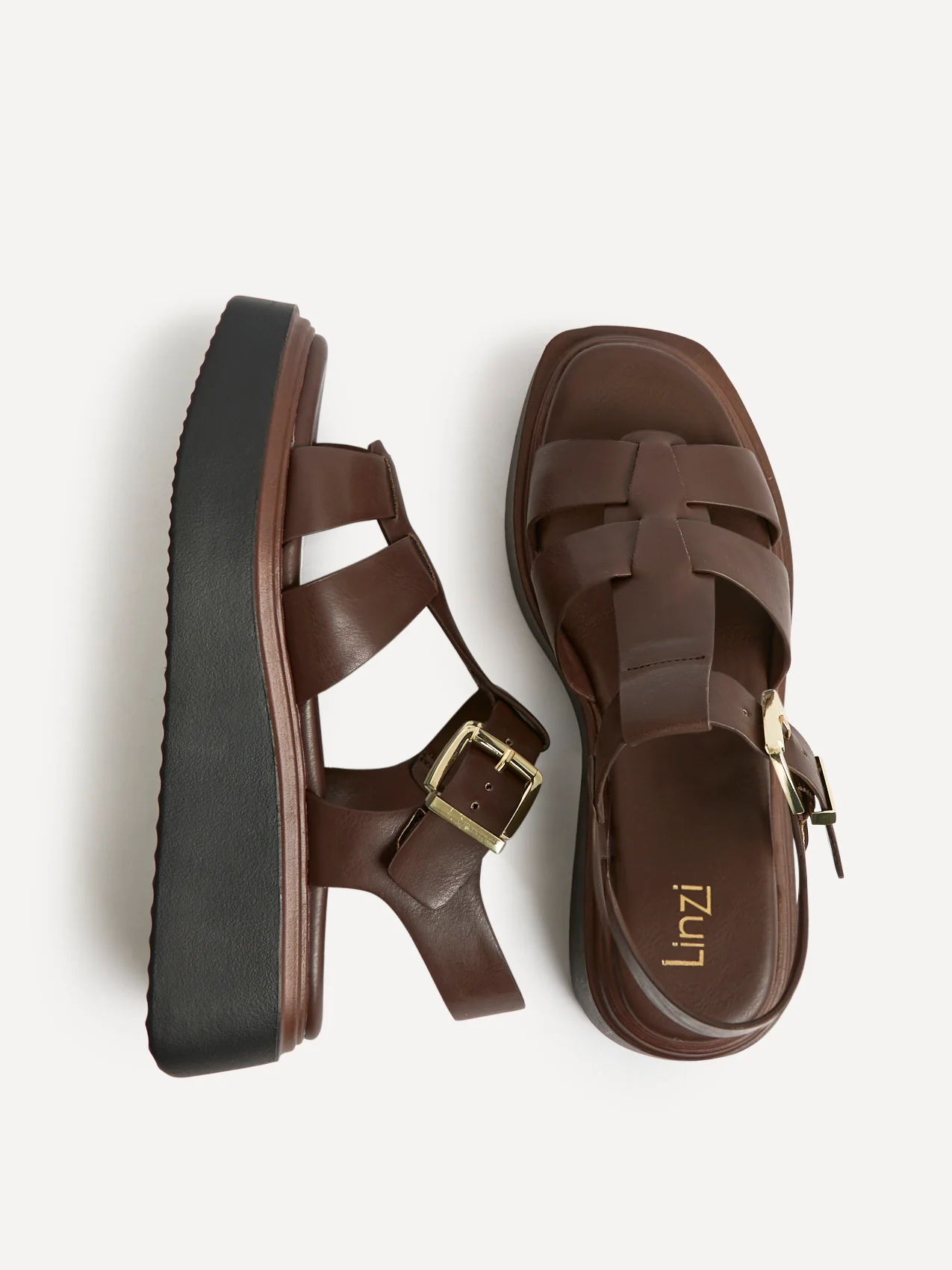Subtract Brown Gladiator Flatform Sandals - Image 5