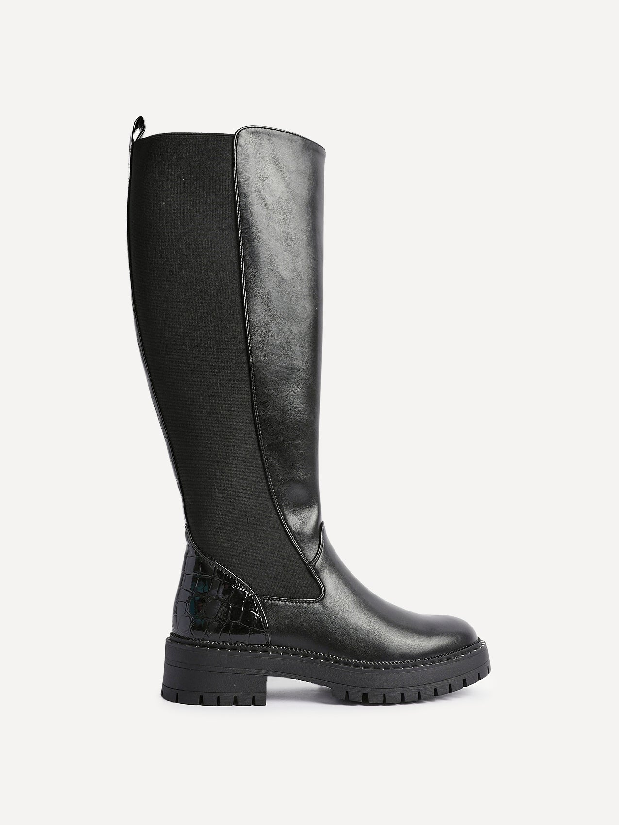 Swift Black Croc Long Boots - Image 2