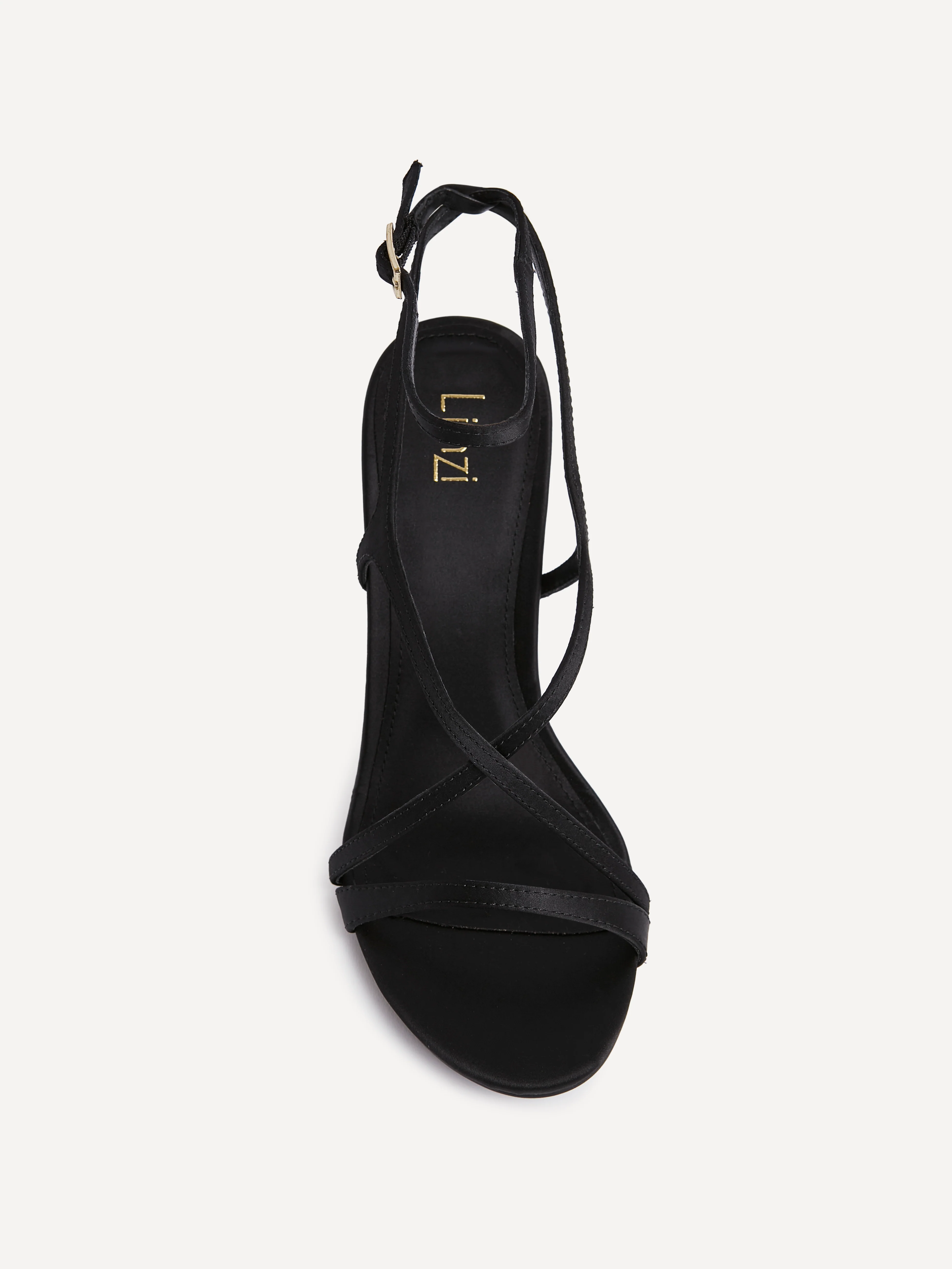 Taliya Black Satin Strappy Stiletto Heels - Image 4